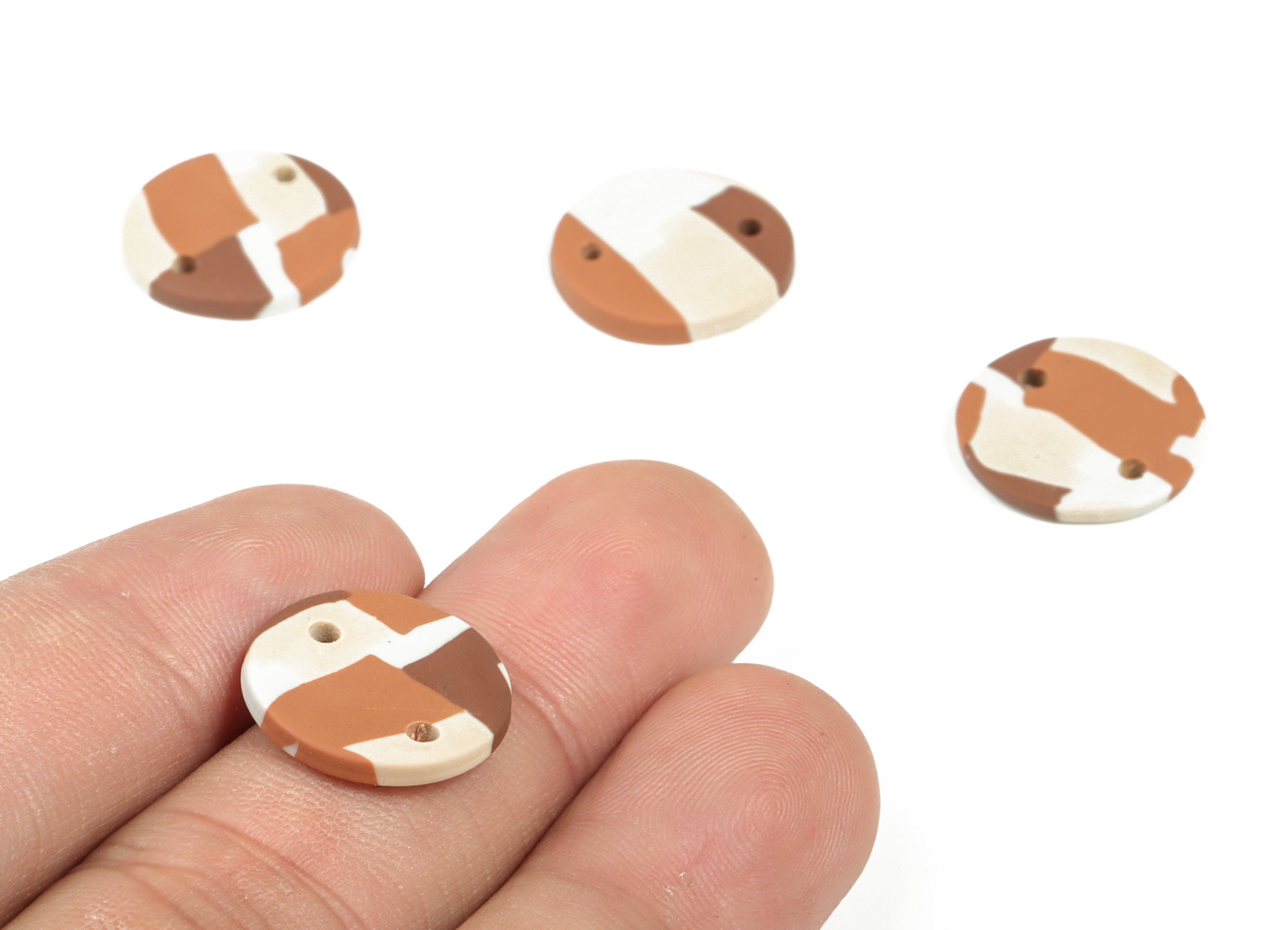 PolymerClay Round Earring Charms - PolymerClay Circle Pandant - Earring Findings - Jewelry Handmade - 16.22x15.93x1.68mm - PC2299C - DOMEDBAZAAR