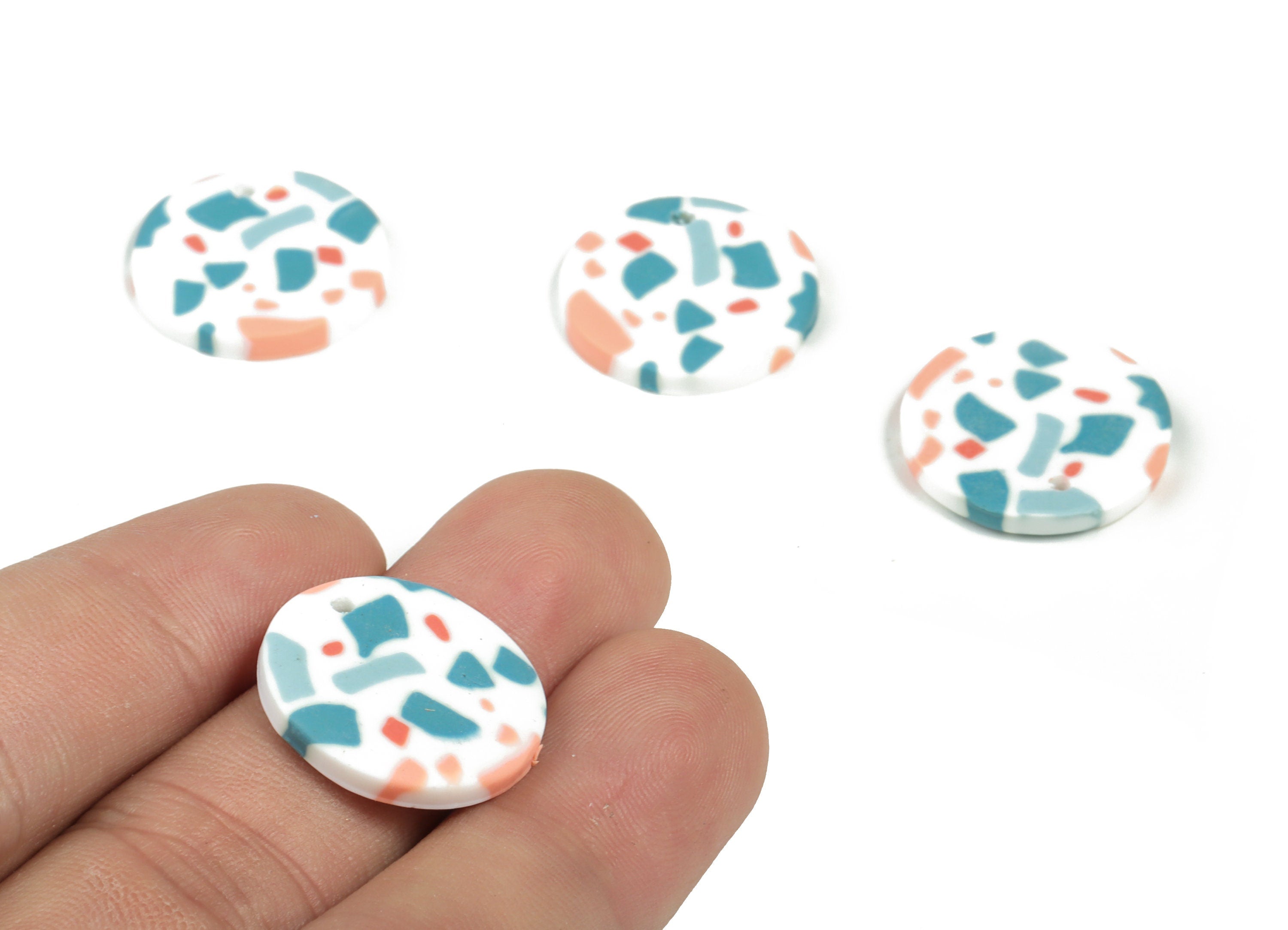 PolymerClay Round Earring Charms - PolymerClay Circle Pandant - Earring Findings - Jewelry Handmade - 20.1x19.8x2.66mm - PC2295D - DOMEDBAZAAR