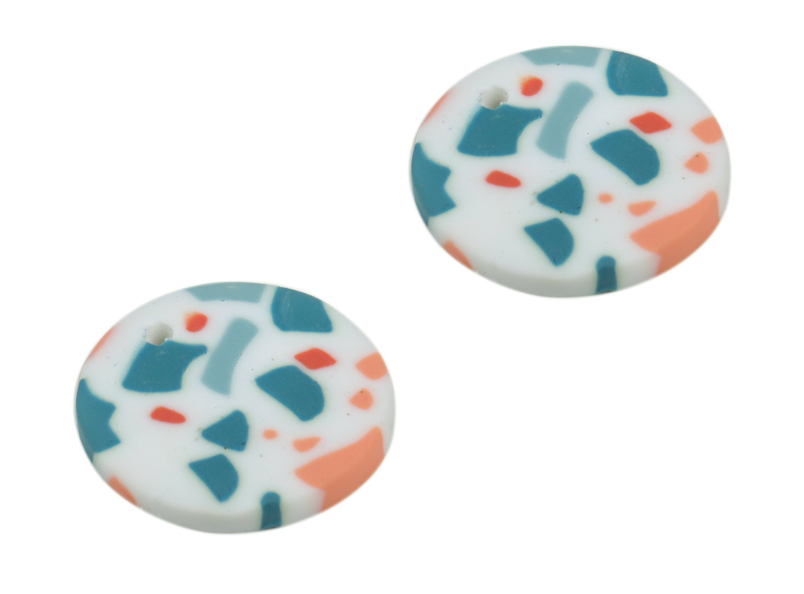 PolymerClay Round Earring Charms - PolymerClay Circle Pandant - Earring Findings - Jewelry Handmade - 20.1x19.8x2.66mm - PC2295D - DOMEDBAZAAR