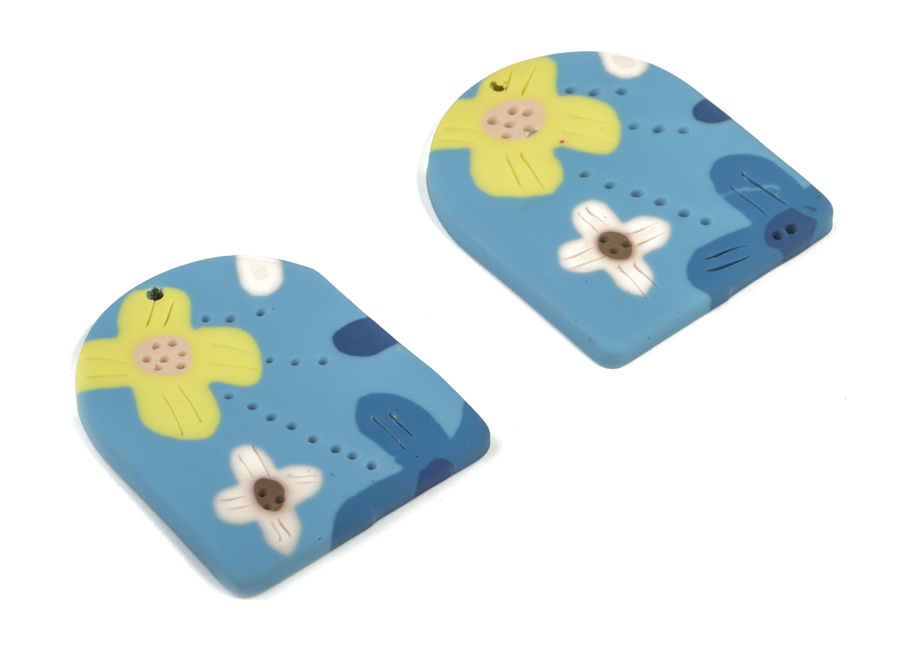 PolymerClay D Flower Earring Charms - PolymerClay D Flower Pandant - Earring Findings - Jewelry Handmade - 36.72x29.93x3.73mm - PC2273 - DOMEDBAZAAR