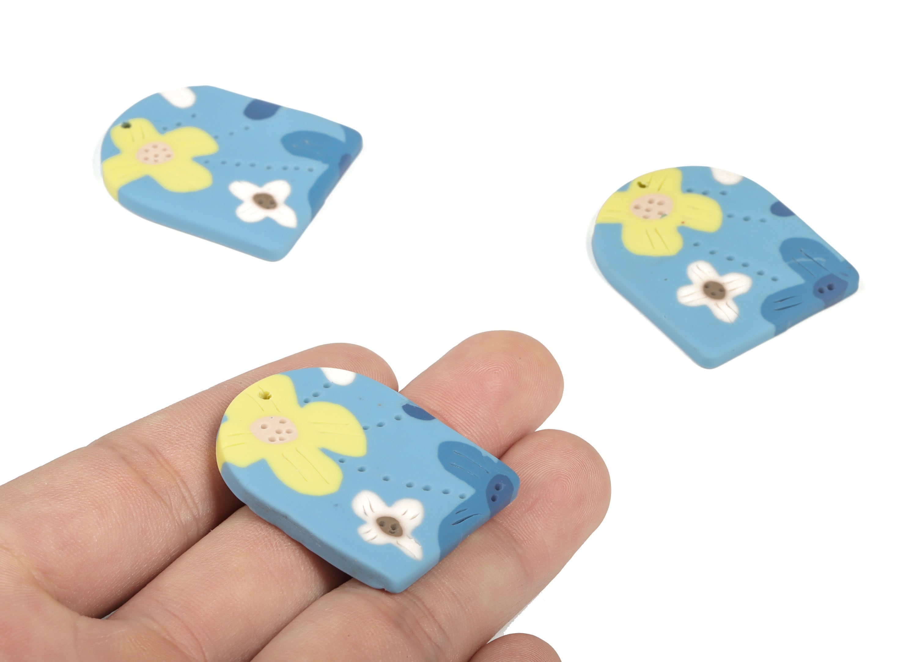 PolymerClay D Flower Earring Charms - PolymerClay D Flower Pandant - Earring Findings - Jewelry Handmade - 36.72x29.93x3.73mm - PC2273 - DOMEDBAZAAR