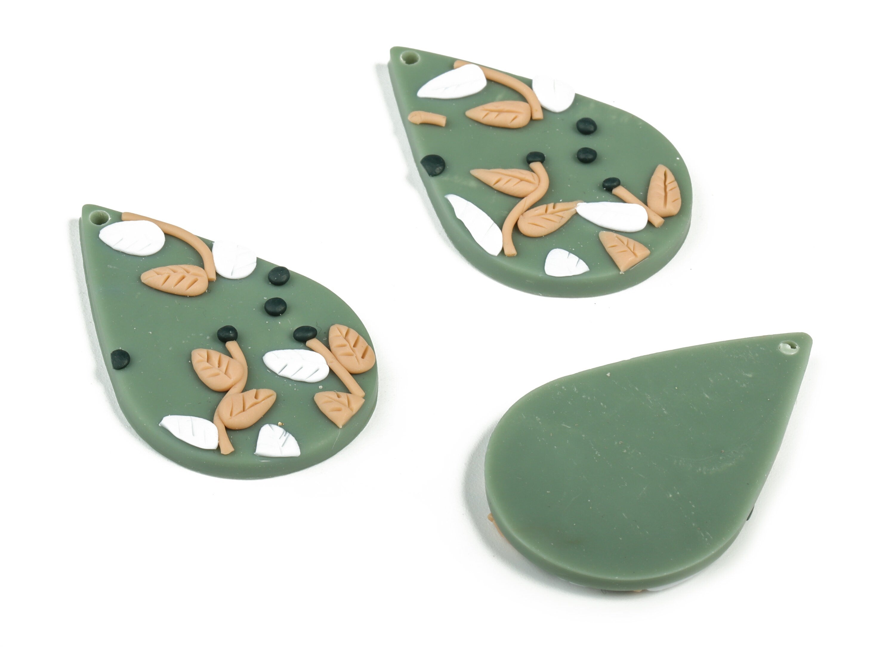 PolymerClay Drop Flower Earring Charms - PolymerClay Drop Flower Pandant - Earring Findings - Jewelry Handmade - 39.98x26.23x3.73mm - PC2272 - DOMEDBAZAAR