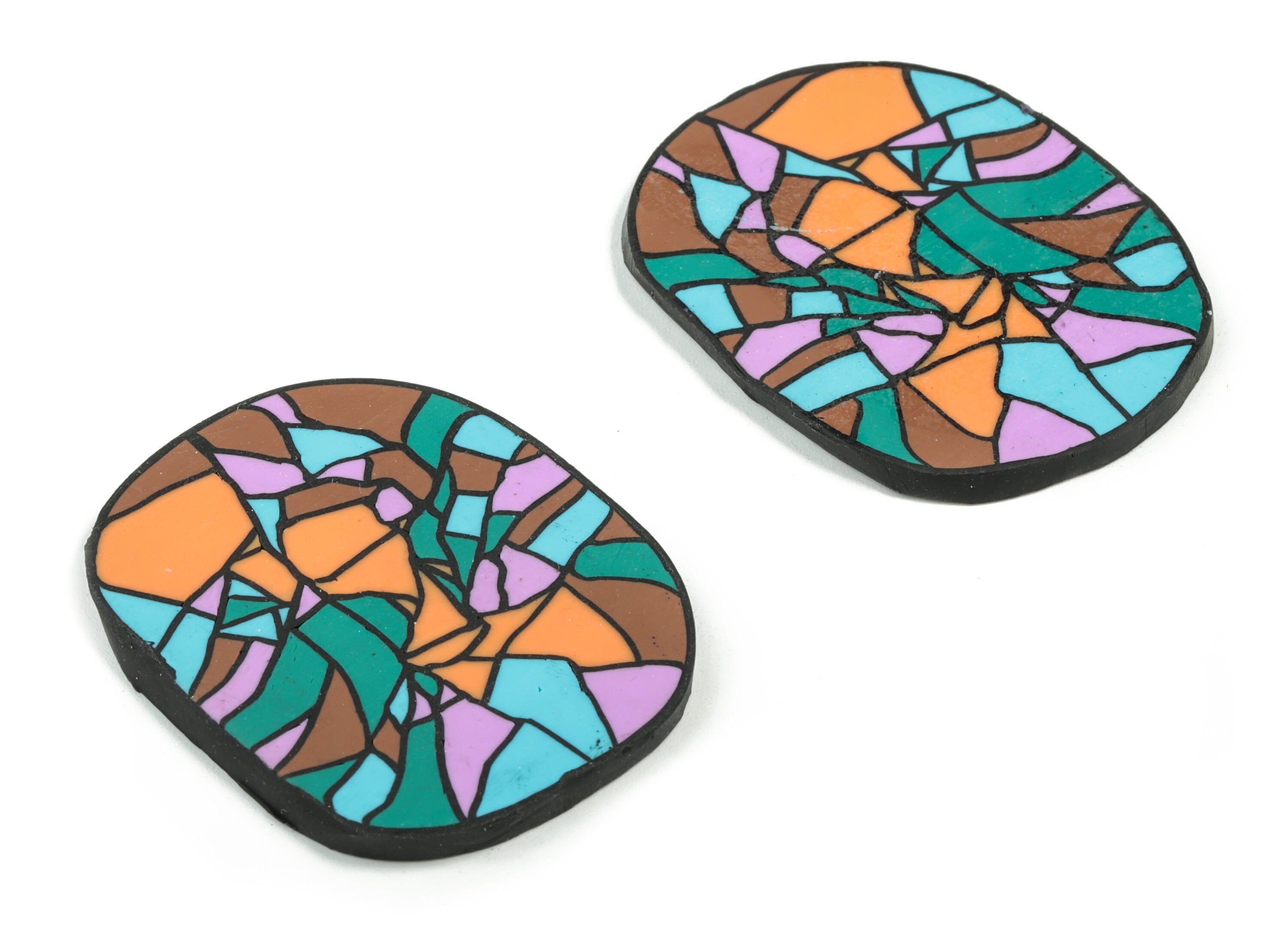 PolymerClay Oval Woman Earring Charms - PolymerClay Oval Woman Pandant - Earring Findings - Jewelry Handmade - 44.58x35.5x3.17mm - PC2301 - DOMEDBAZAAR