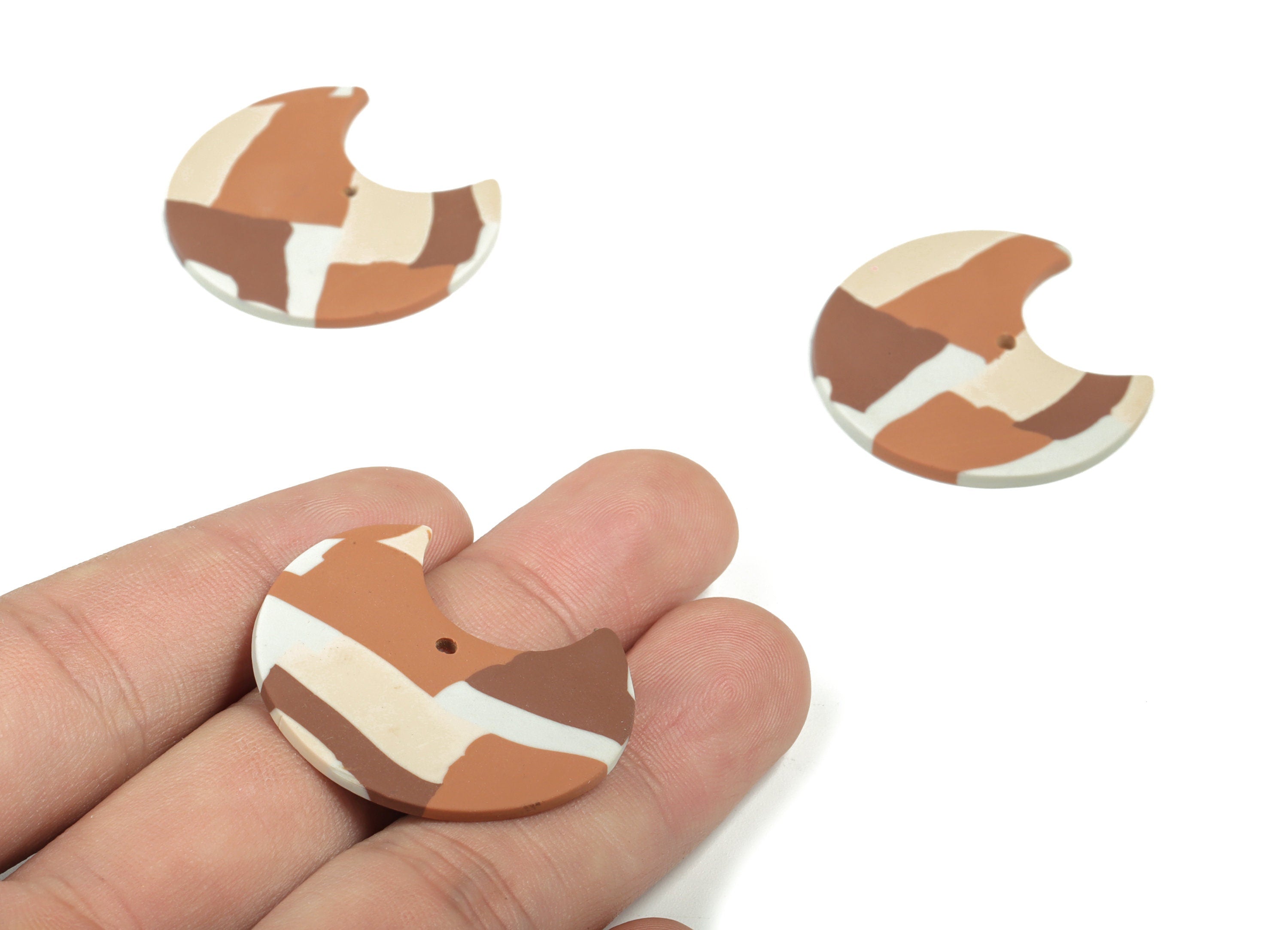 PolymerClay U Earring Charms - PolymerClay Moon Pandant - Earring Findings - Jewelry Handmade - 33.12x29.3x1.71mm - PC2280 - DOMEDBAZAAR