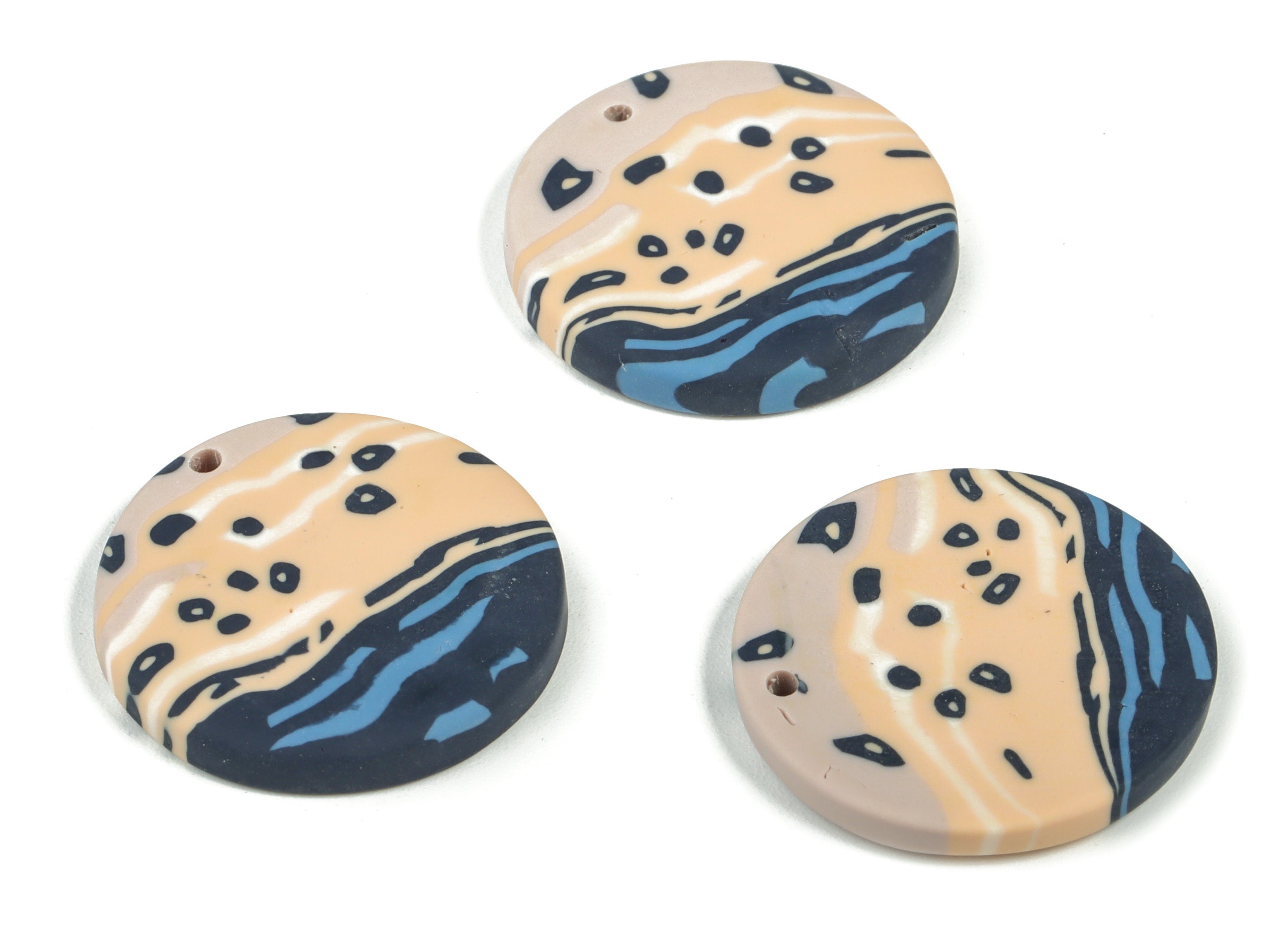 PolymerClay Round Earring Charms - PolymerClay Circle Pandant - Earring Findings - Jewelry Handmade - 25.77x25.63x3.58mm - PC2265C - DOMEDBAZAAR