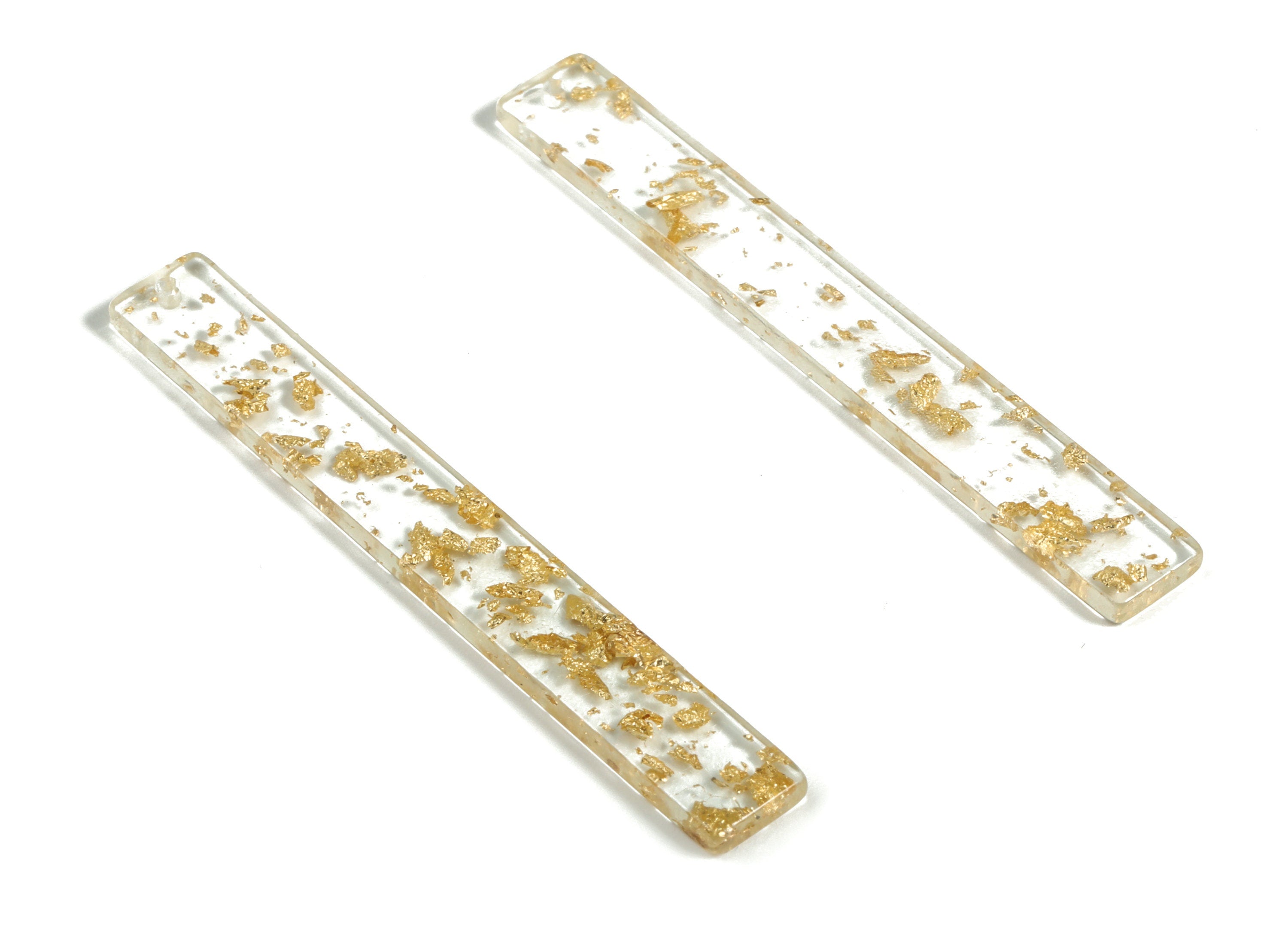 Acrylic Stick Charms - Gold Foil & Confetti - Bar Earrings and Pendant - Jewelry Supplies - Color Code: A587 - 59.7x7.8x2.5mm - AC1049-A587 - DOMEDBAZAAR
