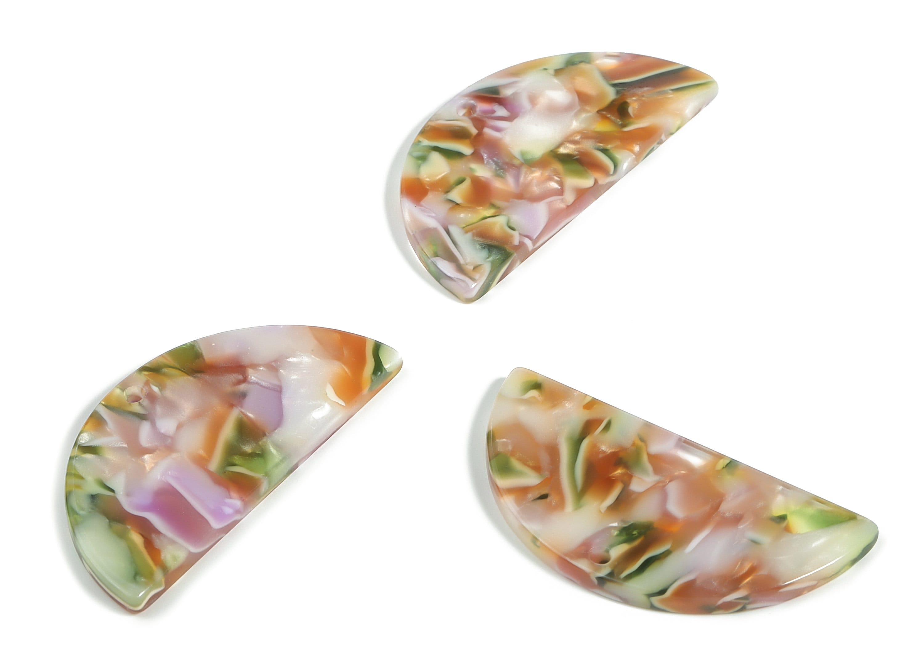 Acetate Semicircle Earring Charms - Acetate Half Moon Pendant - Jewelry Making Supplies - Color Code: A537 - 37.31x18.32x2.5mm - AC2252-A537 - DOMEDBAZAAR