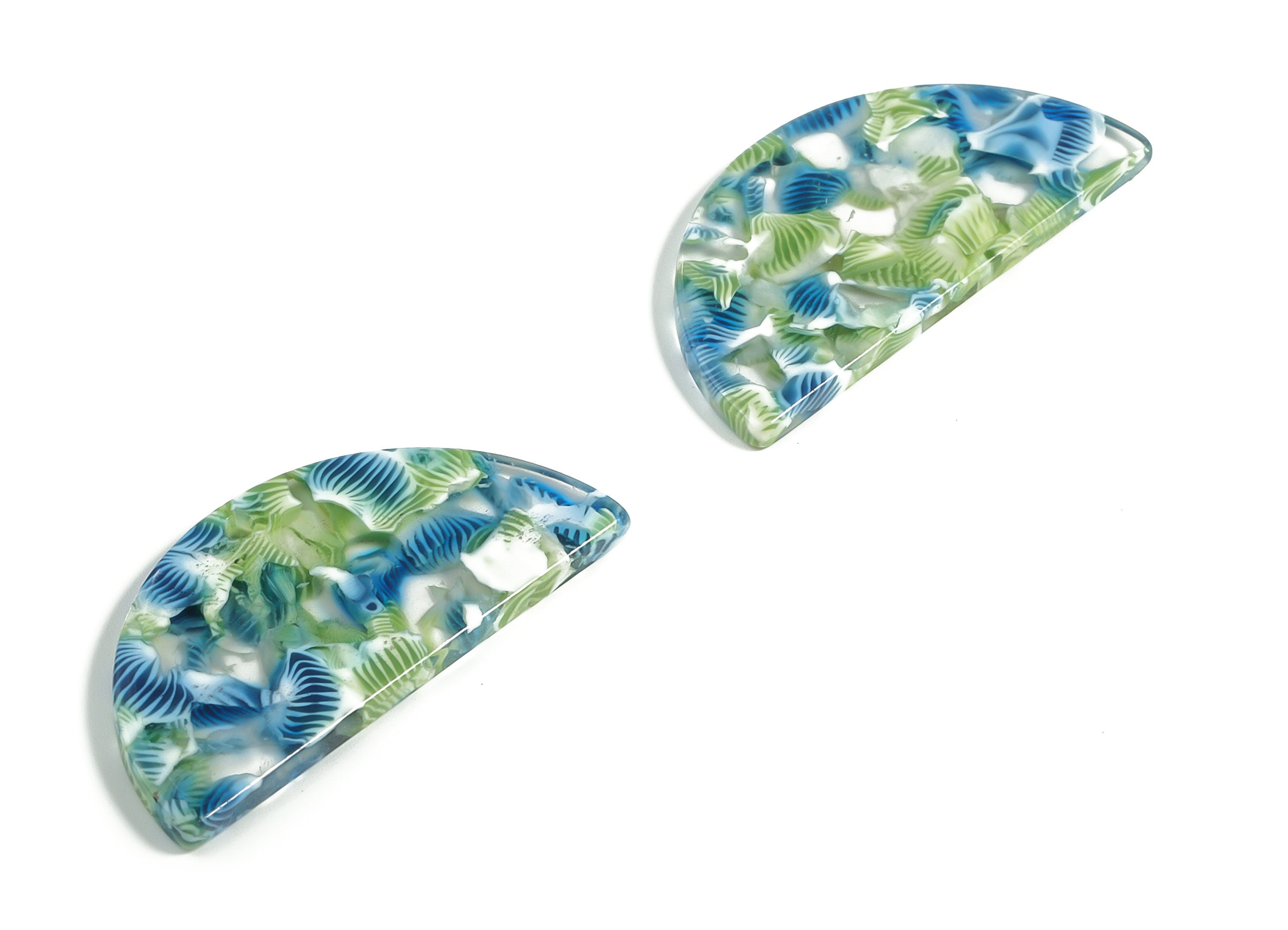 Acetate Semicircle Earring Charms - Acetate Half Moon Pendant - Jewelry Making Supplies - Color Code: A592 - 37.46x18.74x2.5mm - AC2252-A592 - DOMEDBAZAAR