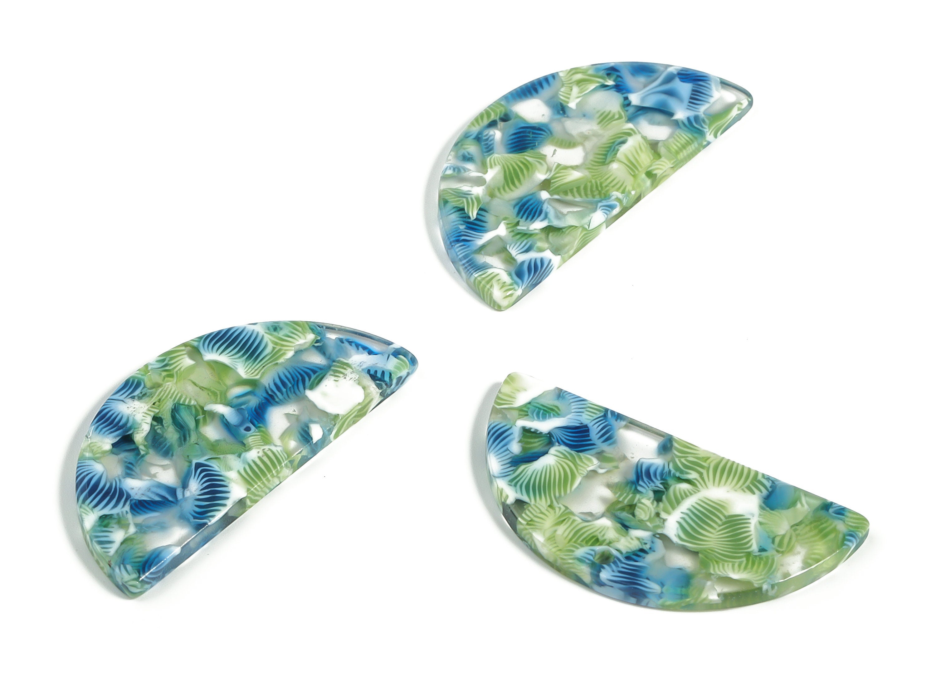 Acetate Semicircle Earring Charms - Acetate Half Moon Pendant - Jewelry Making Supplies - Color Code: A592 - 37.46x18.74x2.5mm - AC2252-A592 - DOMEDBAZAAR