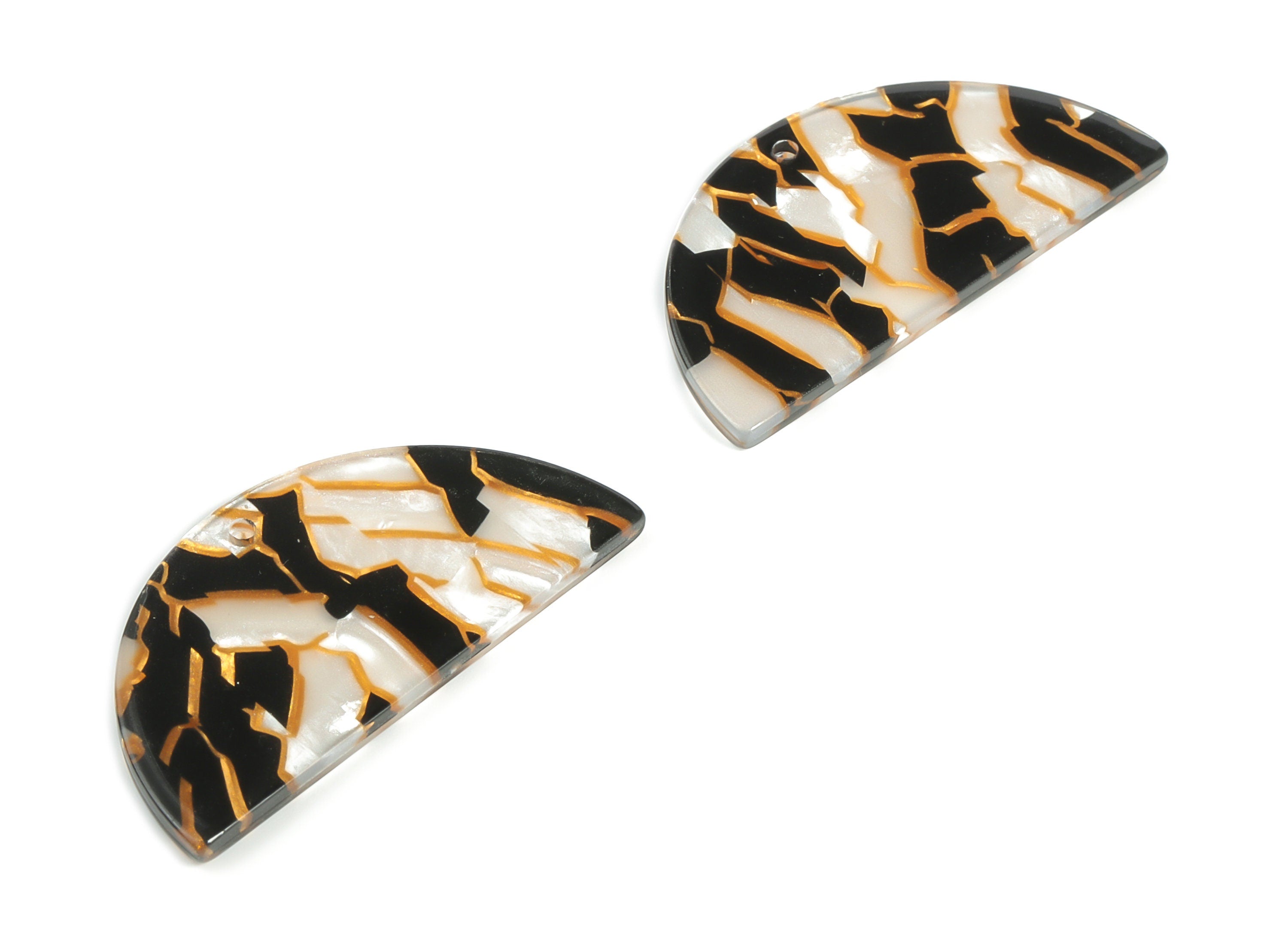 Acrylic Semicircle Earring Charms - Acrylic Half Moon Pendant - Jewelry Making Supplies - Color Code: A403 - 37.15x18.58x2.6mm - AC2252-A403 - DOMEDBAZAAR