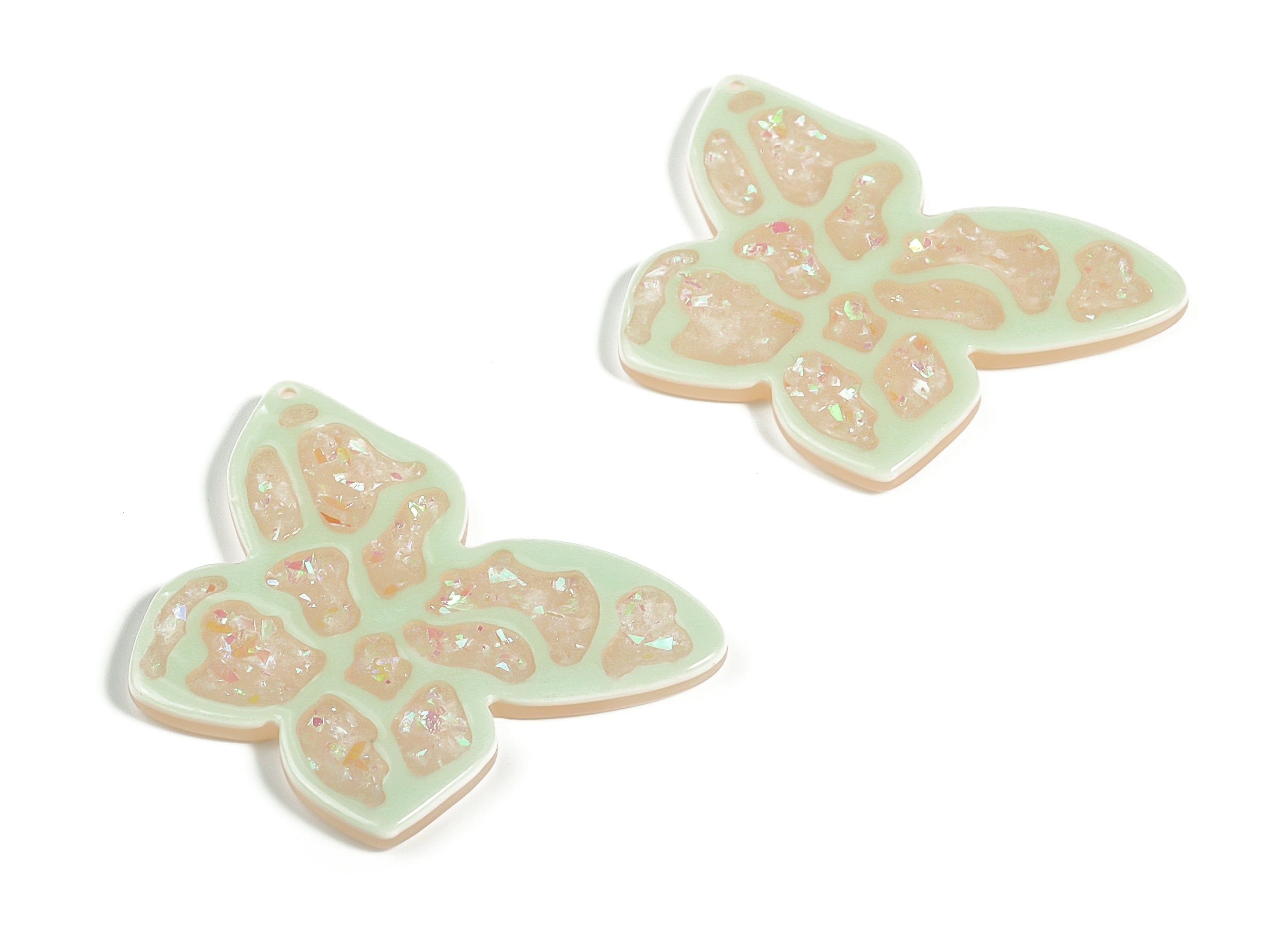 Spraylacquer Acrylic Butterfly Earring Charms - Acrylic Butterfly Pendant - Jewelry Making Supplies - 40.04x29x2.72mm - AC2255 - DOMEDBAZAAR