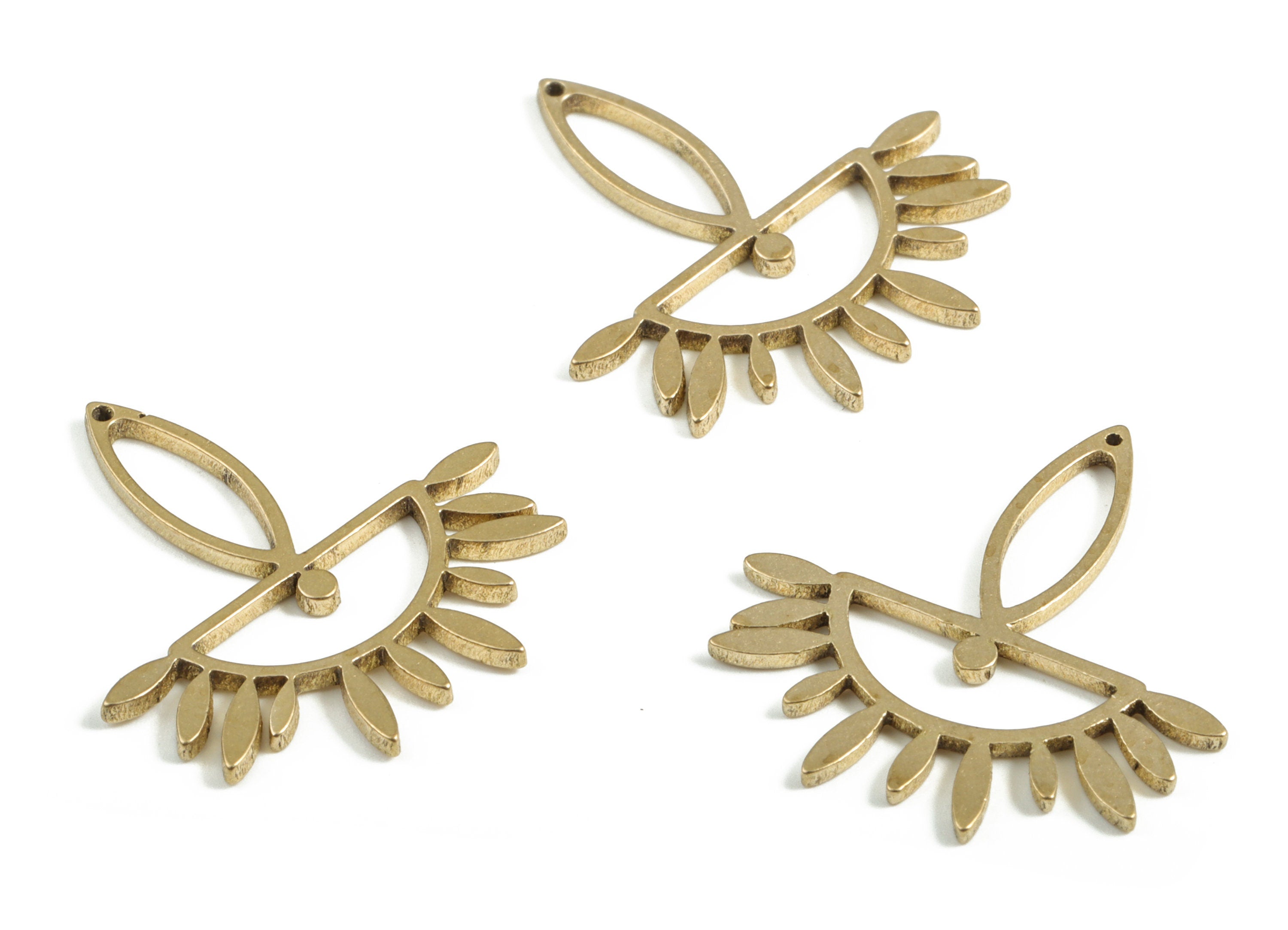 Marquise Semi Circle Pendant - Raw Brass Marquise Half Moon Earring Charms - Jewelry Making Supplies - 21.64x20.47x1.07mm - PP4021 - DOMEDBAZAAR