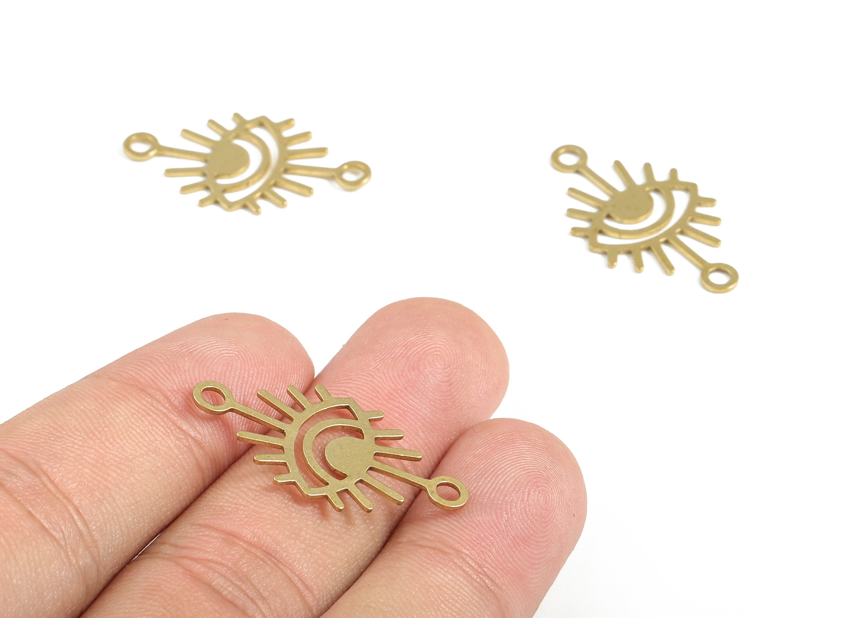 Brass Eye Earring Connector - Raw Brass Eye Charms - Earring Findings - Jewelry Making Supplies - 29.87x16.09x0.69mm - PP3978 - DOMEDBAZAAR