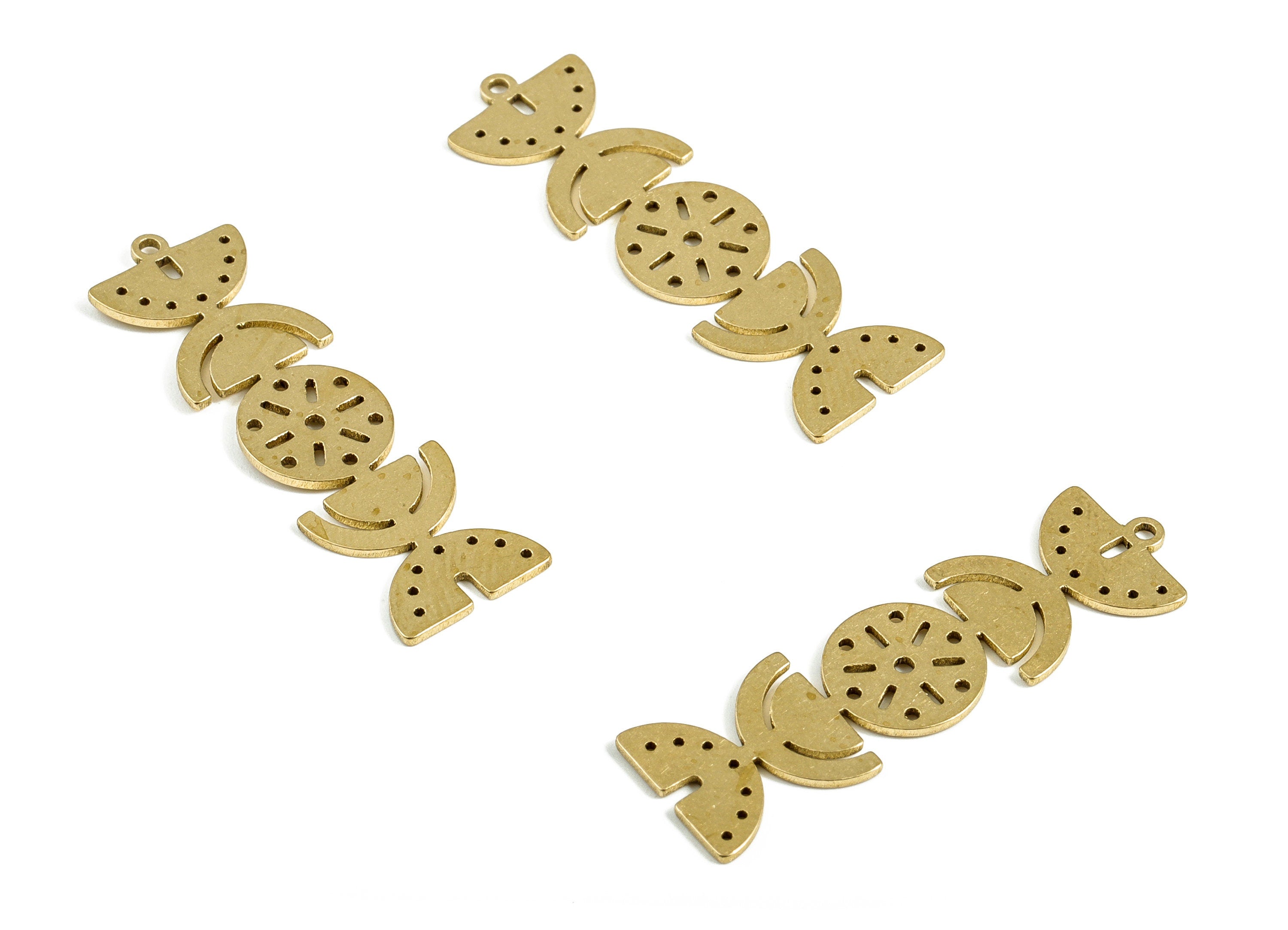 Brass Semicircle Round Pendant - Raw Brass Half Moon Earring Charms - Earring Findings - Jewelry Making Supplies - 33.93x9.73x0.75mm- PP3980 - DOMEDBAZAAR