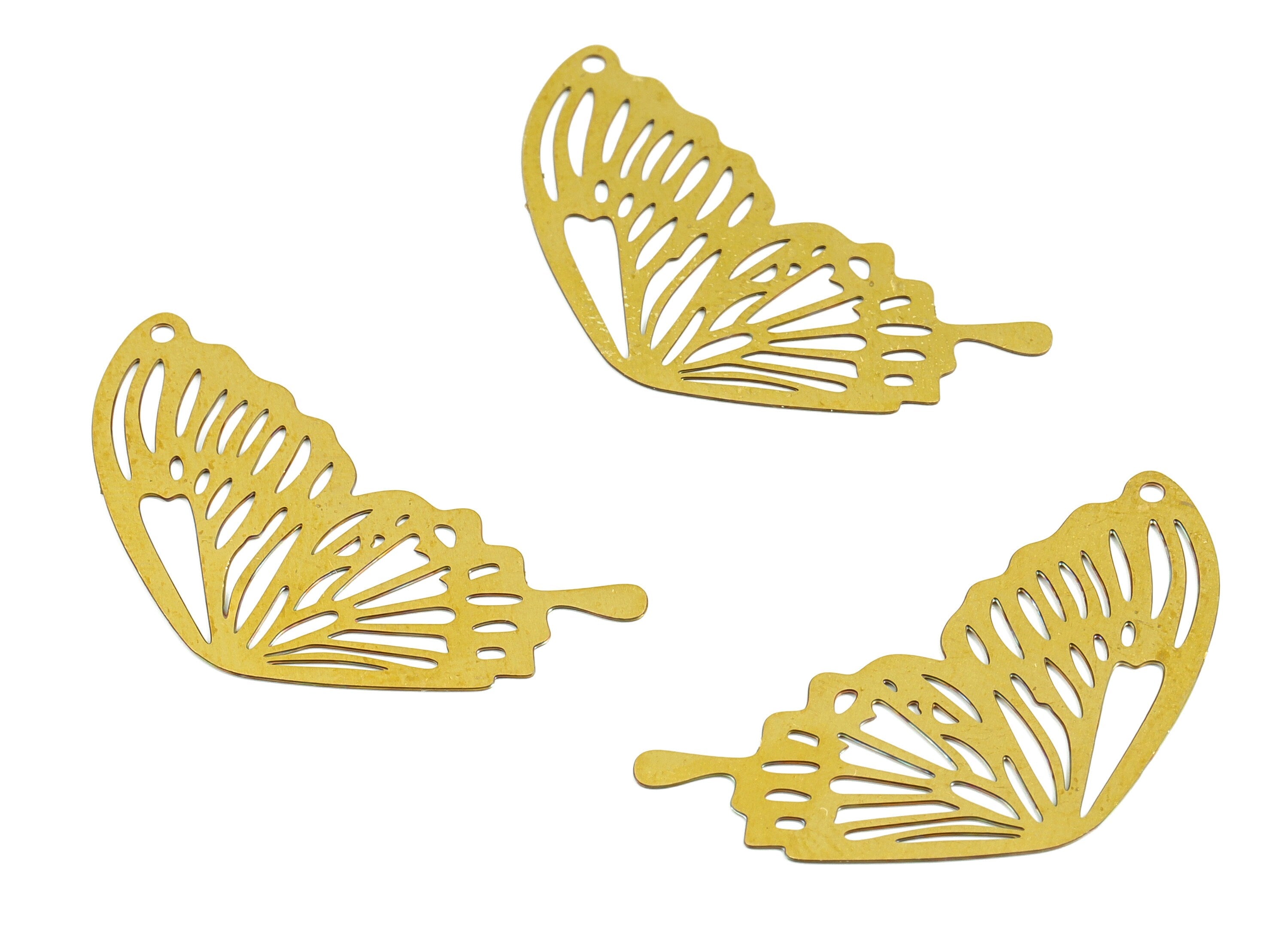 Brass Butterfly Wing Charms - Raw Brass Butterfly Pendant - Earring Charm – DIY Jewelry Making Supplies - 35.16x17.27x0.27mm - JJB6694 - DOMEDBAZAAR