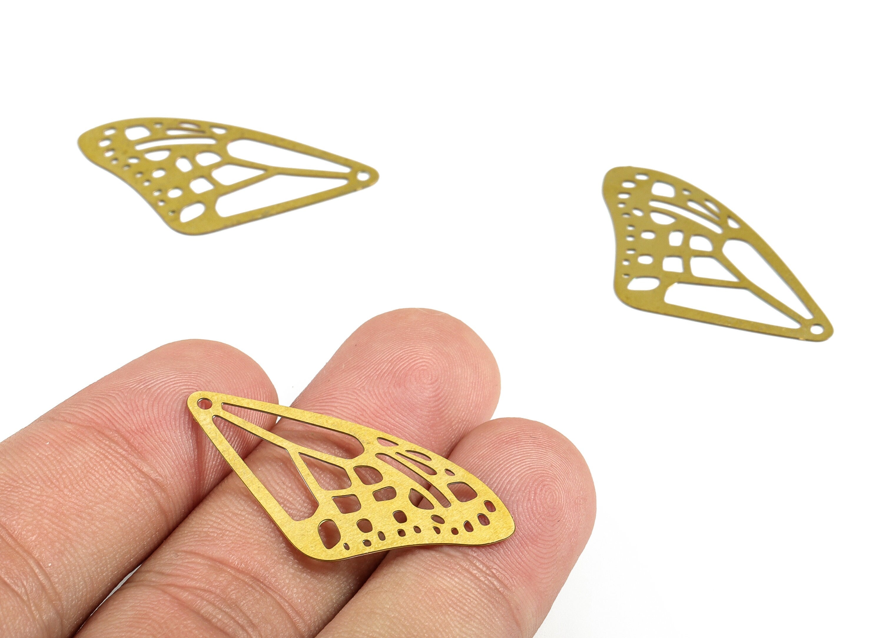 Brass Butterfly Wing Charm Pendant - Raw Brass Geometric Wing Earring Charm - DIY Jewelry Making Supplies - 35.11x18.02x0.28mm - JJC12337 - DOMEDBAZAAR