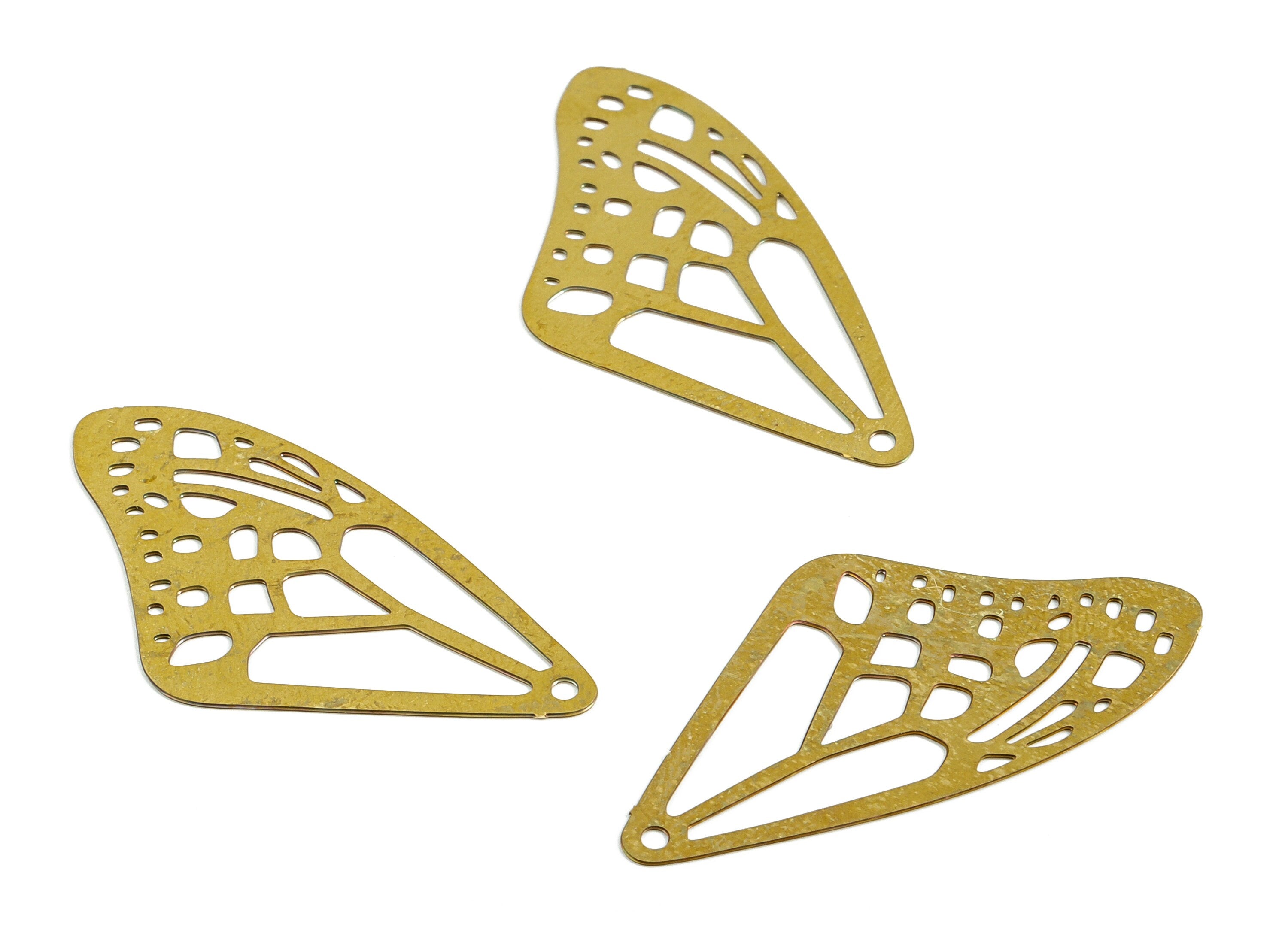 Brass Butterfly Wing Charm Pendant - Raw Brass Geometric Wing Earring Charm - DIY Jewelry Making Supplies - 35.11x18.02x0.28mm - JJC12337 - DOMEDBAZAAR