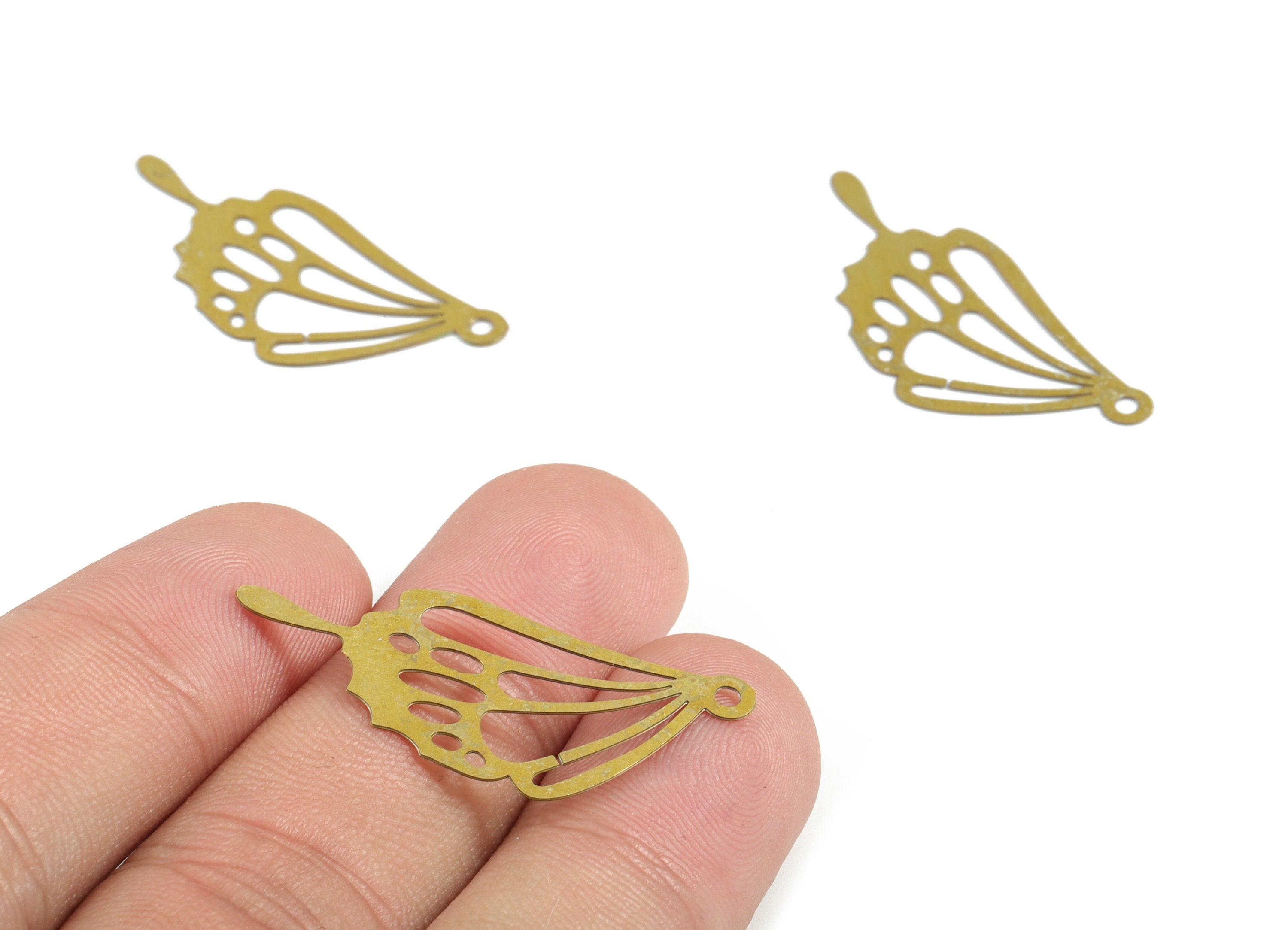 Brass Butterfly Wing Charm - Raw Brass Geometric Wing Pendant – DIY Earring Charms for Jewelry Making - 35.2x15.11x0.28mm - JJC12338 - DOMEDBAZAAR