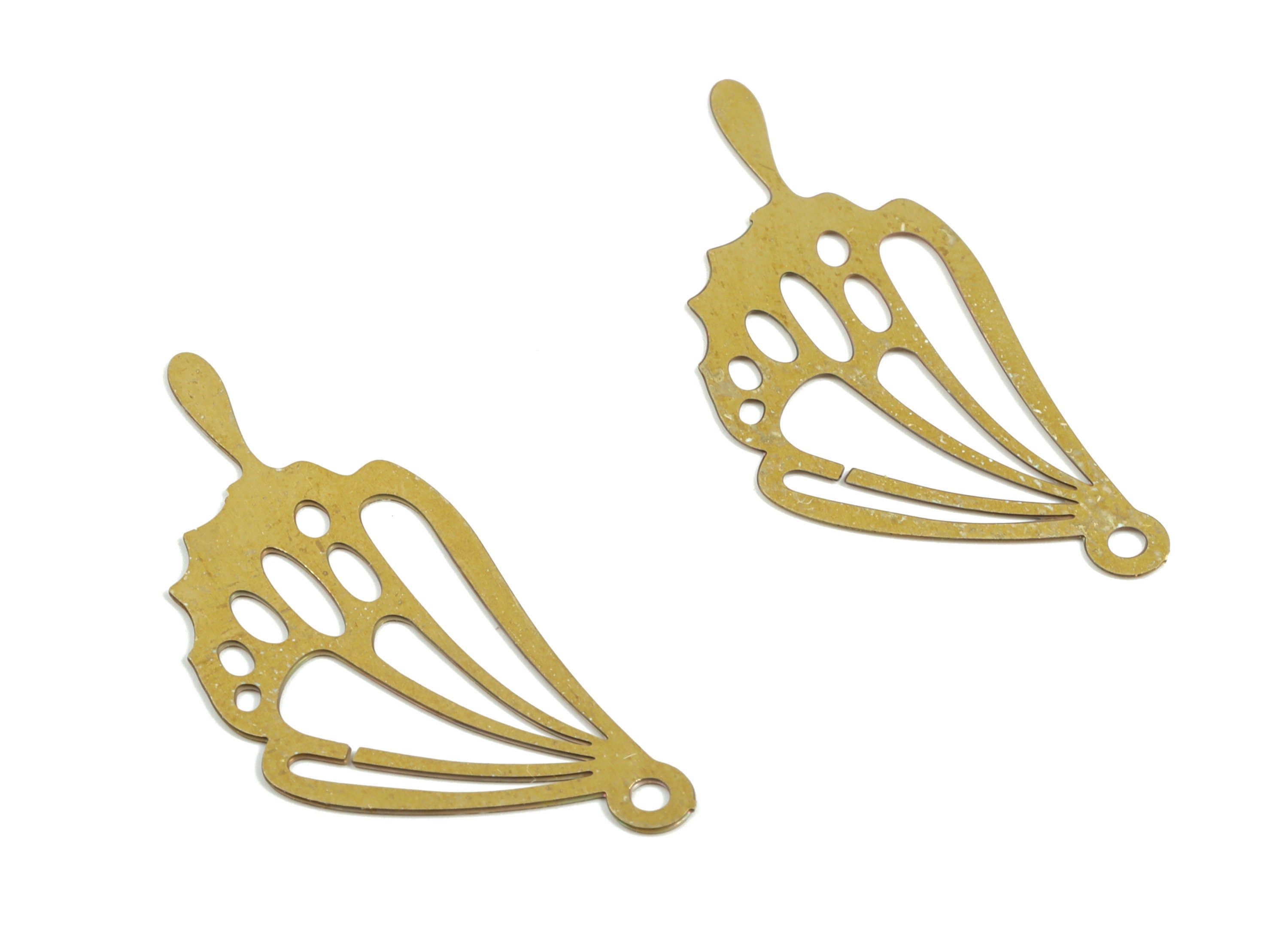 Brass Butterfly Wing Charm - Raw Brass Geometric Wing Pendant – DIY Earring Charms for Jewelry Making - 35.2x15.11x0.28mm - JJC12338 - DOMEDBAZAAR