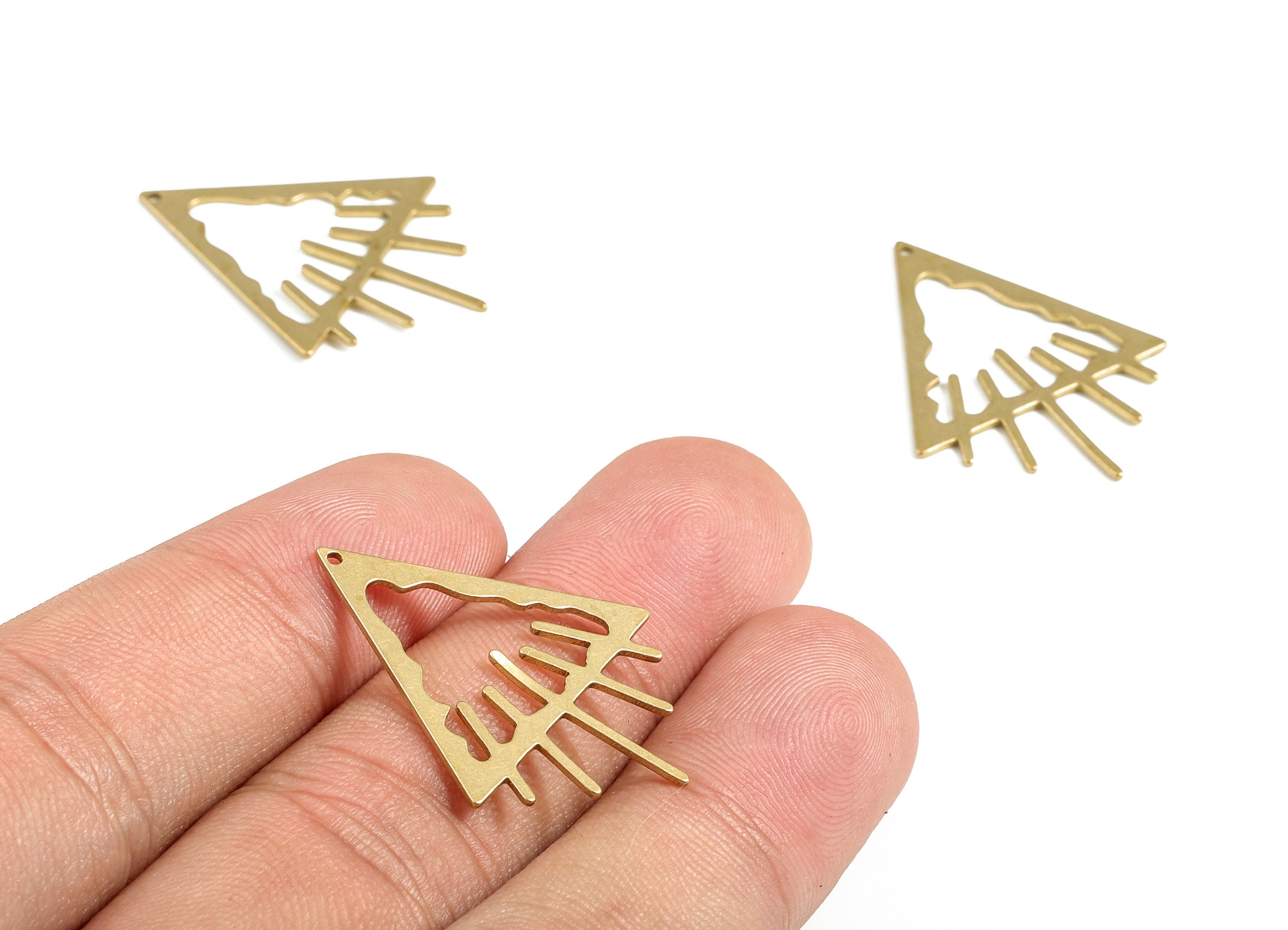 Brass Triangle Earring Charms - Raw Brass Triangle Pendant - Earring Findings - Jewelry Making Supplies - 30.72x22.79x0.83mm - PP4022 - DOMEDBAZAAR