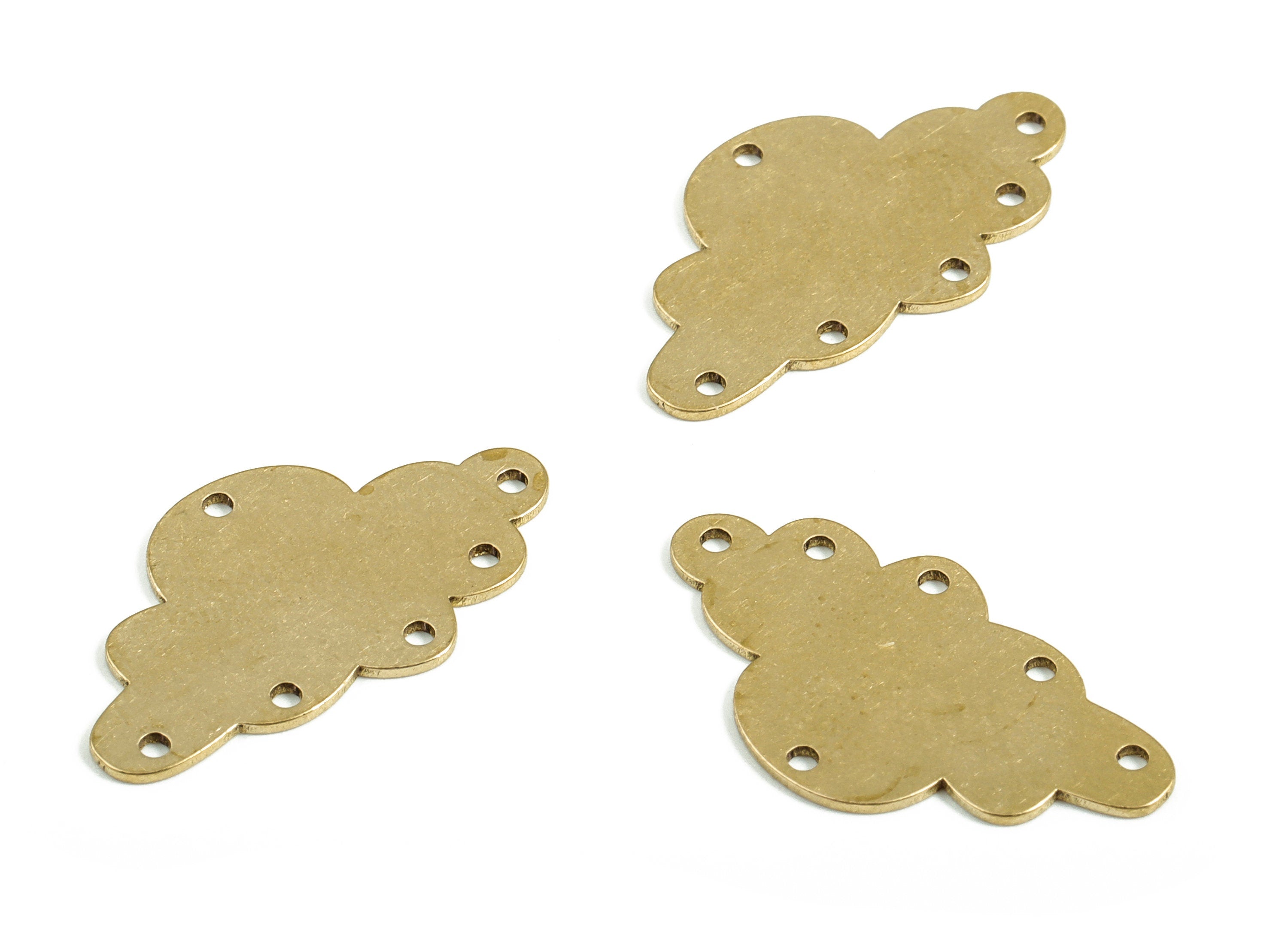 Personalized stamping blank - Cloud Earring Connector - Raw Brass Cloud Earring Charms - 6 Holes Connector - 22.08x11.94x0.57mm - PP4034 - DOMEDBAZAAR