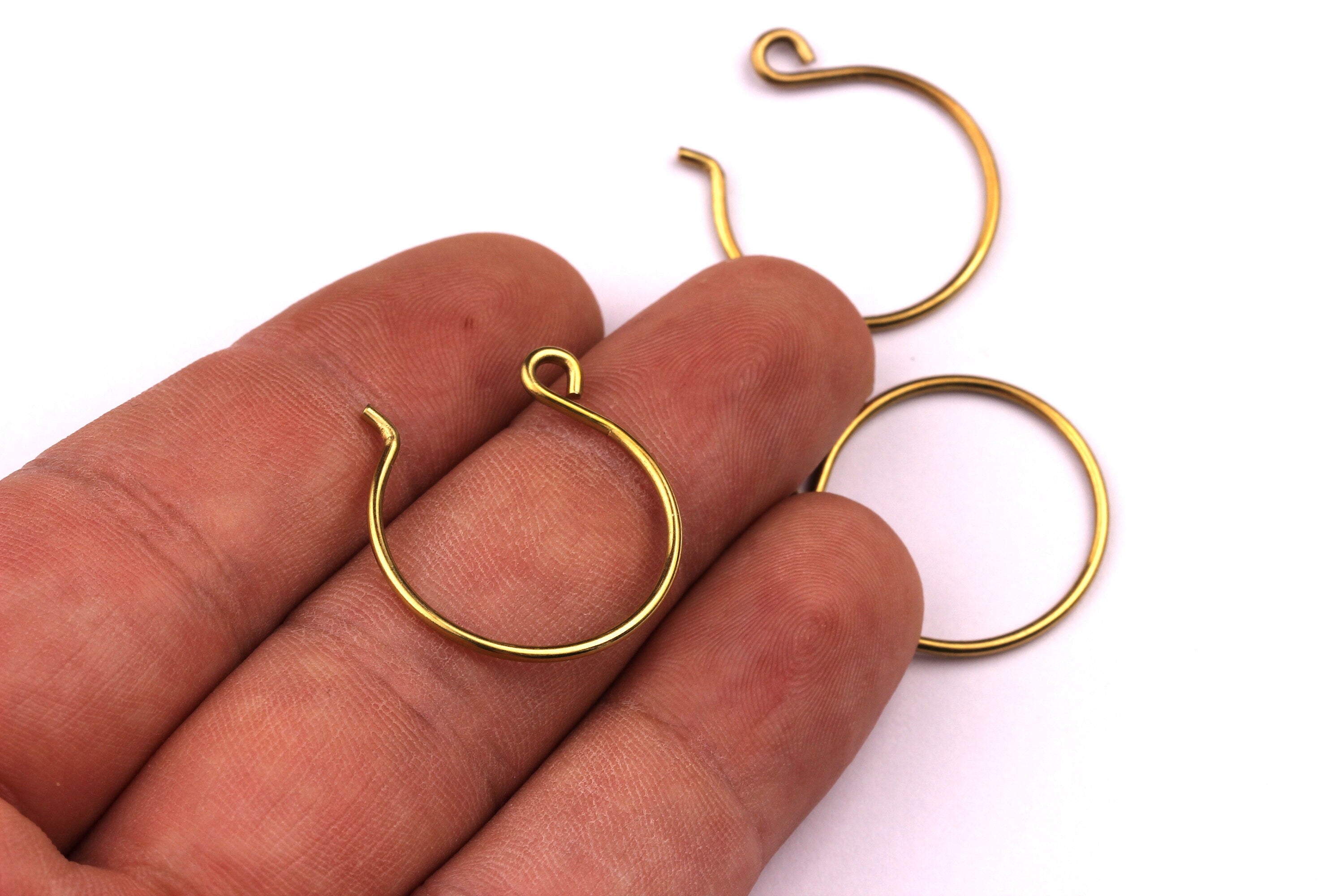 Brass Ear Wire - Raw Brass Earring Wire - Gold Tone - Earring Findings - Jewelry Supplies - 24x22mm - PP1085 - DOMEDBAZAAR