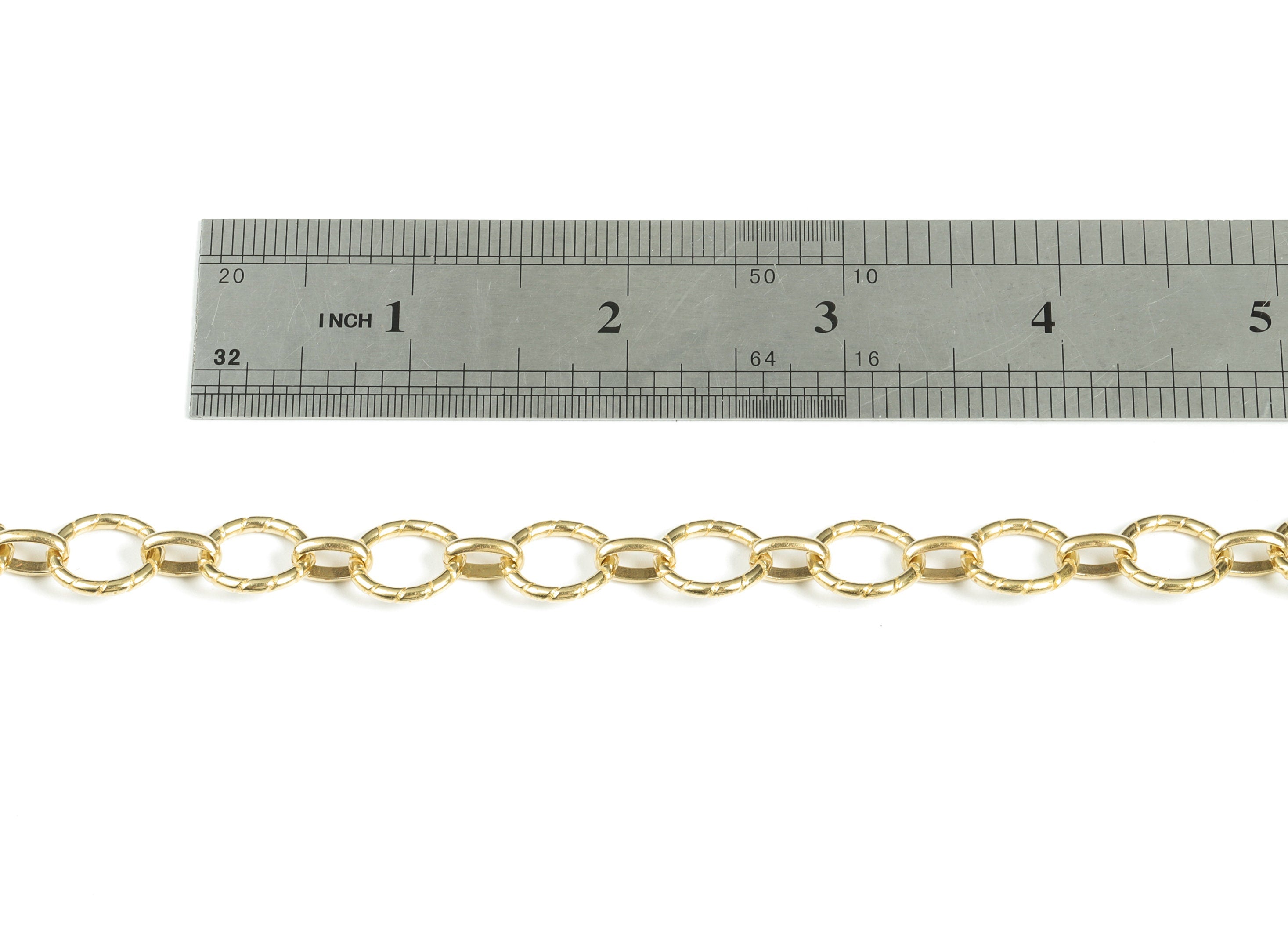 Raw Brass Textured Round Rolo Chain -Round Link Cable Chain - Open link Oval Chain For Necklaces&Bracelets- 0.56"x0.56"x0.08" - CC1192 - DOMEDBAZAAR