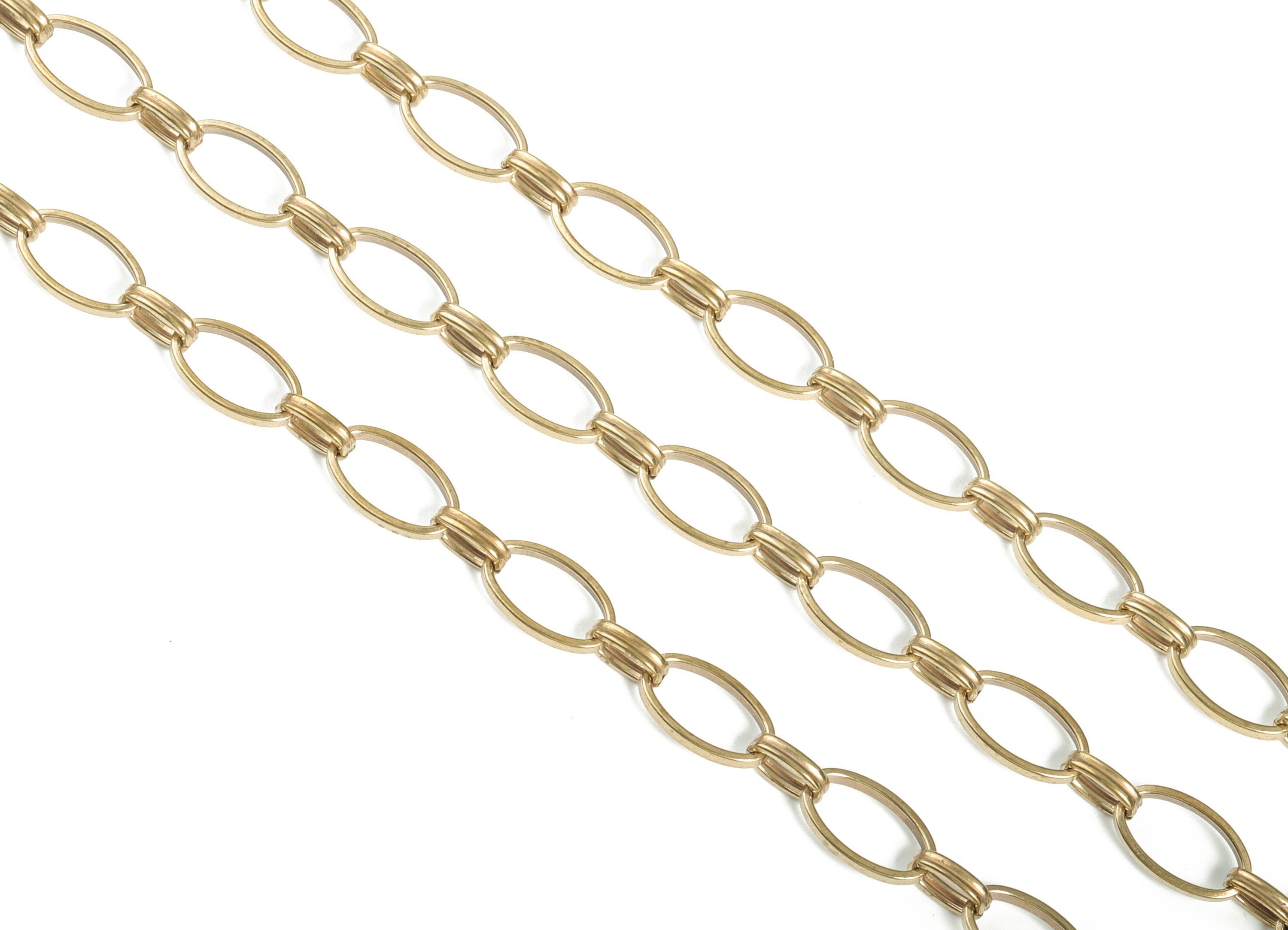 Raw Brass Oval Rolo Cable Chain - Round Link Cable Chain - Oval Paper Clip Layering ChainFor Necklace Bracelet - 0.68"x0.40"x0.08" - CC1182 - DOMEDBAZAAR