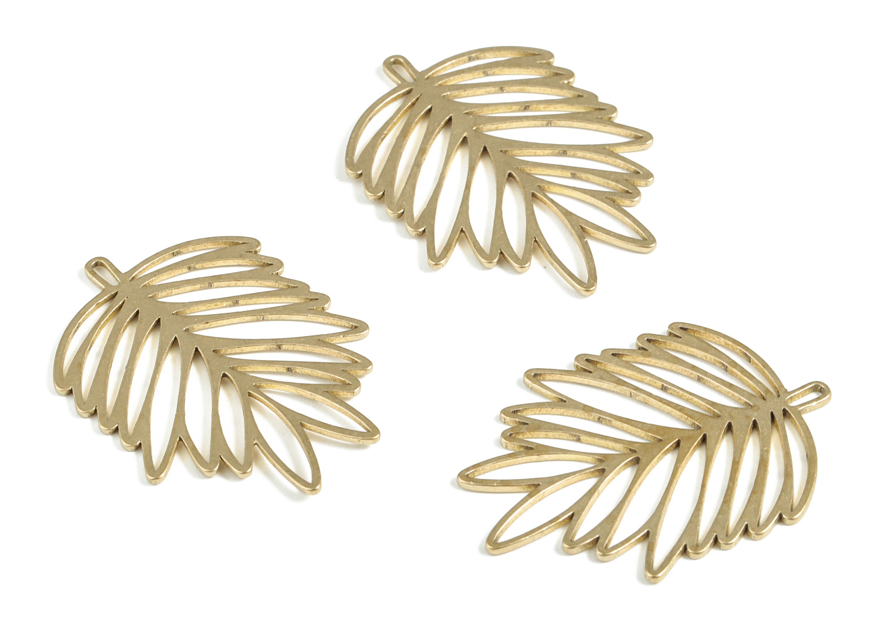 Brass Leaves Earring Charms - Raw Brass Leaves Pendant - Earring Findings - Jewelry Making Supplies - 29.98x22.18x0.82mm - PP3998 - DOMEDBAZAAR