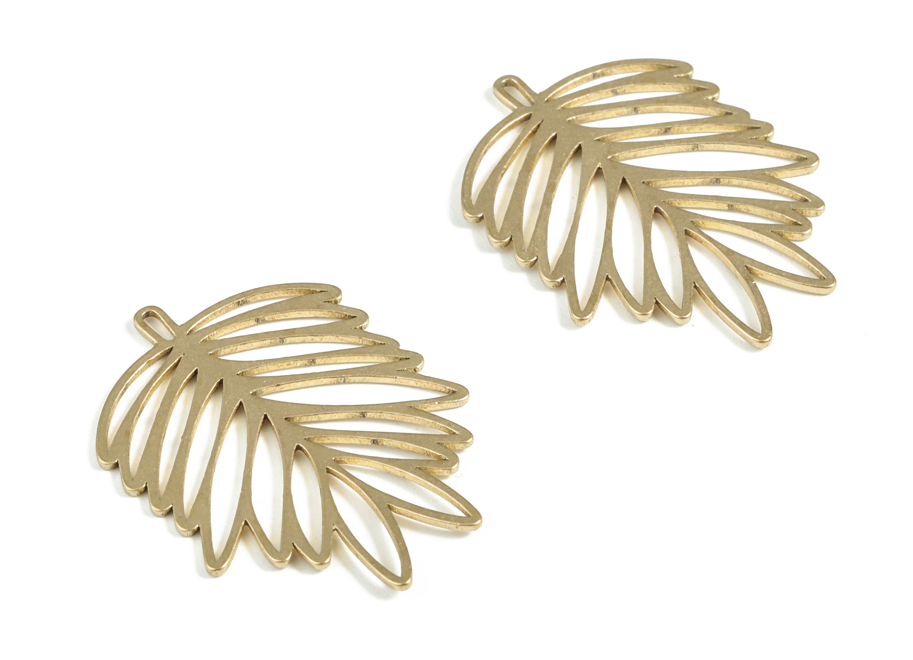 Brass Leaves Earring Charms - Raw Brass Leaves Pendant - Earring Findings - Jewelry Making Supplies - 29.98x22.18x0.82mm - PP3998 - DOMEDBAZAAR