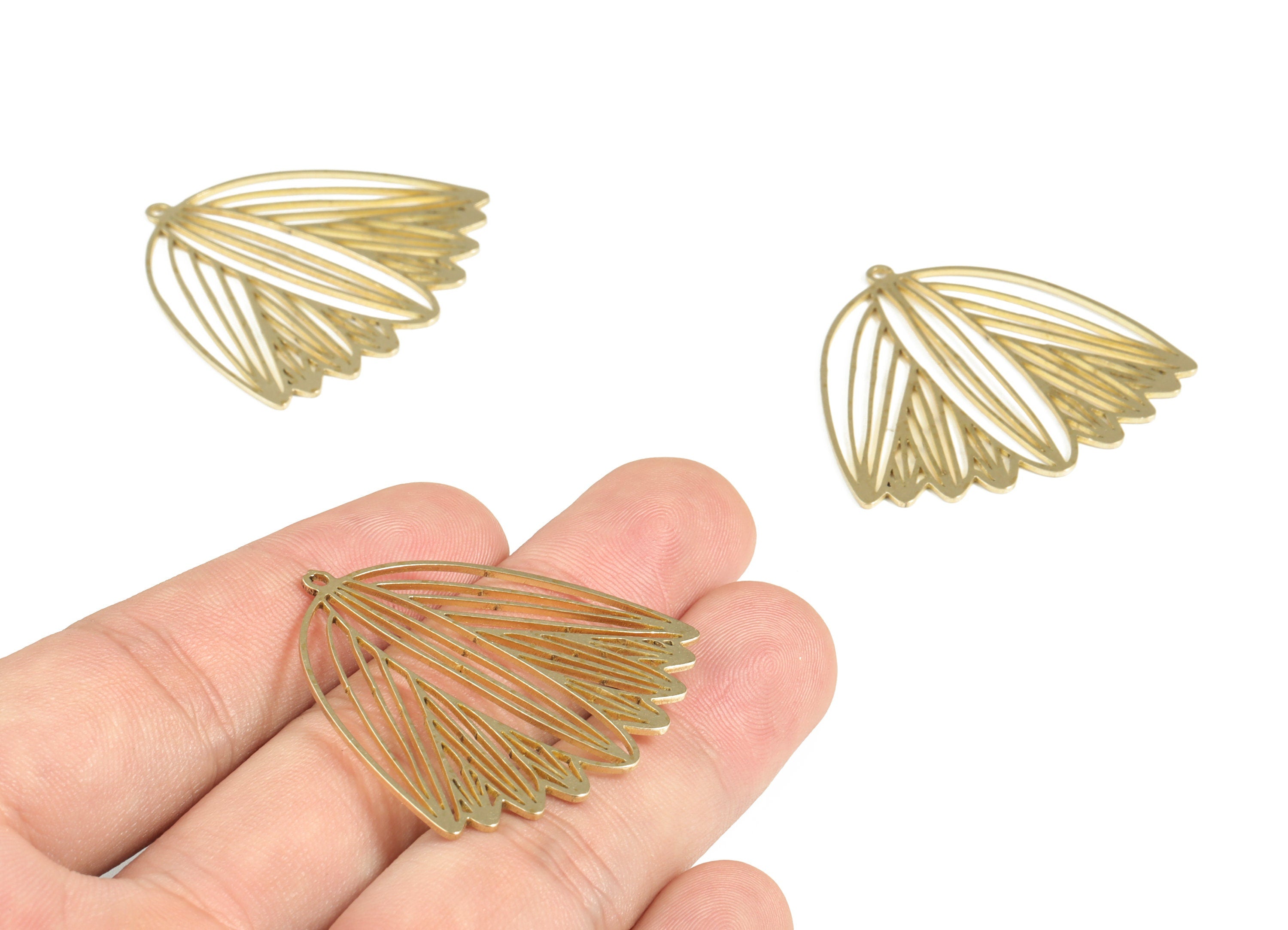 Brass Leaves Earring Charms - Raw Brass Leaves Pendant - Earring Findings - Jewelry Making Supplies - 39.24x36.84x1.18mm - PP3993 - DOMEDBAZAAR