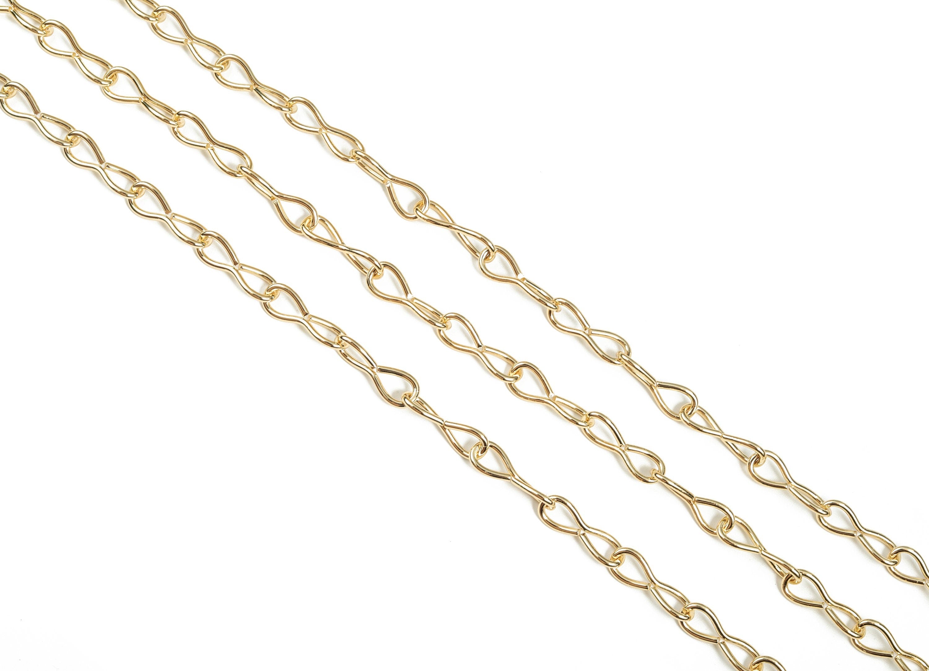 Gold Figure 8 Chain - 18K Real Gold Brass Eternity Wire Chain - Openlink Chain - For Necklace Bracelet 0.88"x 0.32"x 0.07" RGP3020 - DOMEDBAZAAR