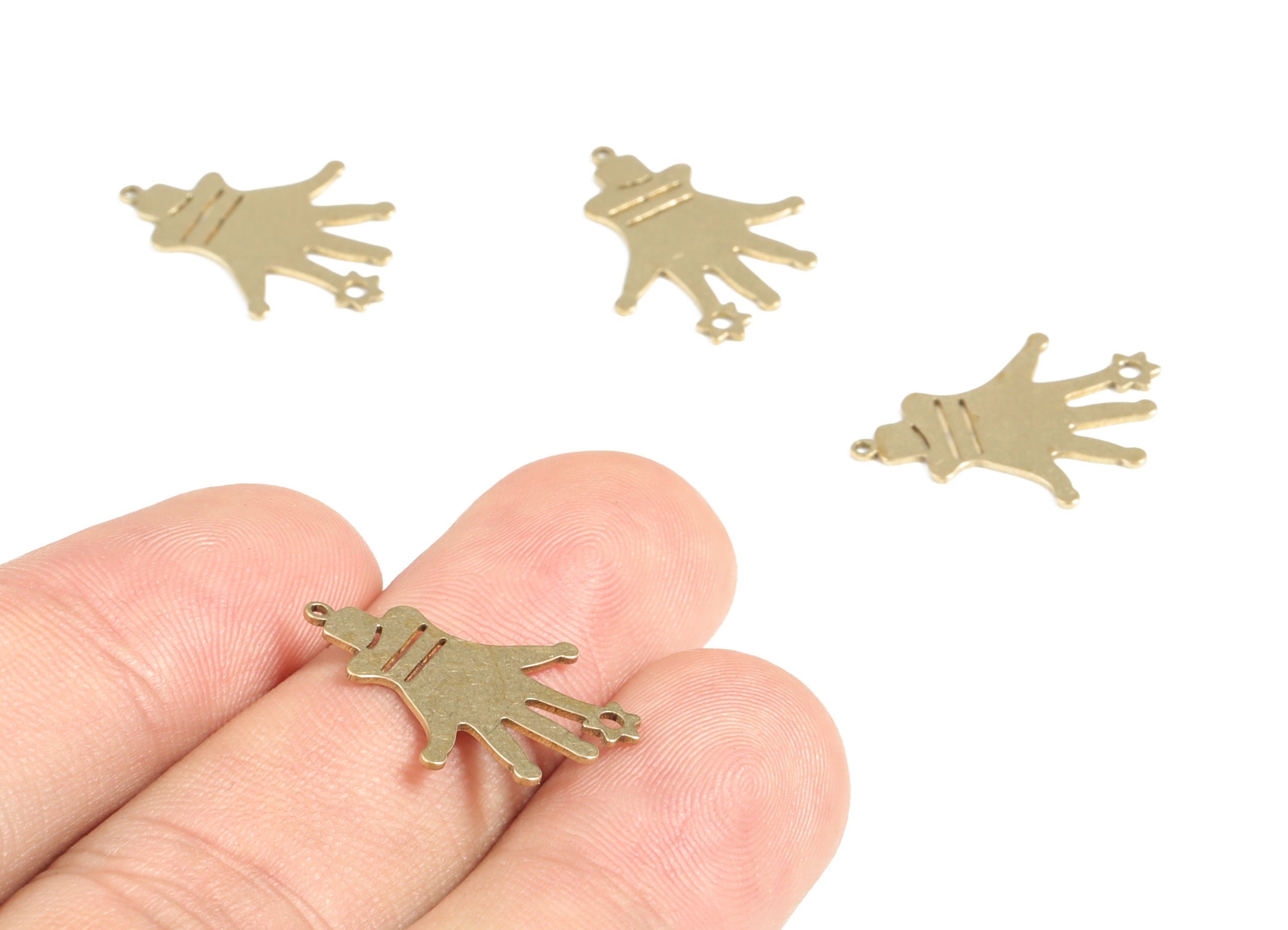 Brass Hand Flower Earring Charms - Raw Brass Hand Flower Pendant - Jewelry Making Supplies - 29x22.15x0.58mm - 20.89x16.06x0.57mm - PP4043 - DOMEDBAZAAR