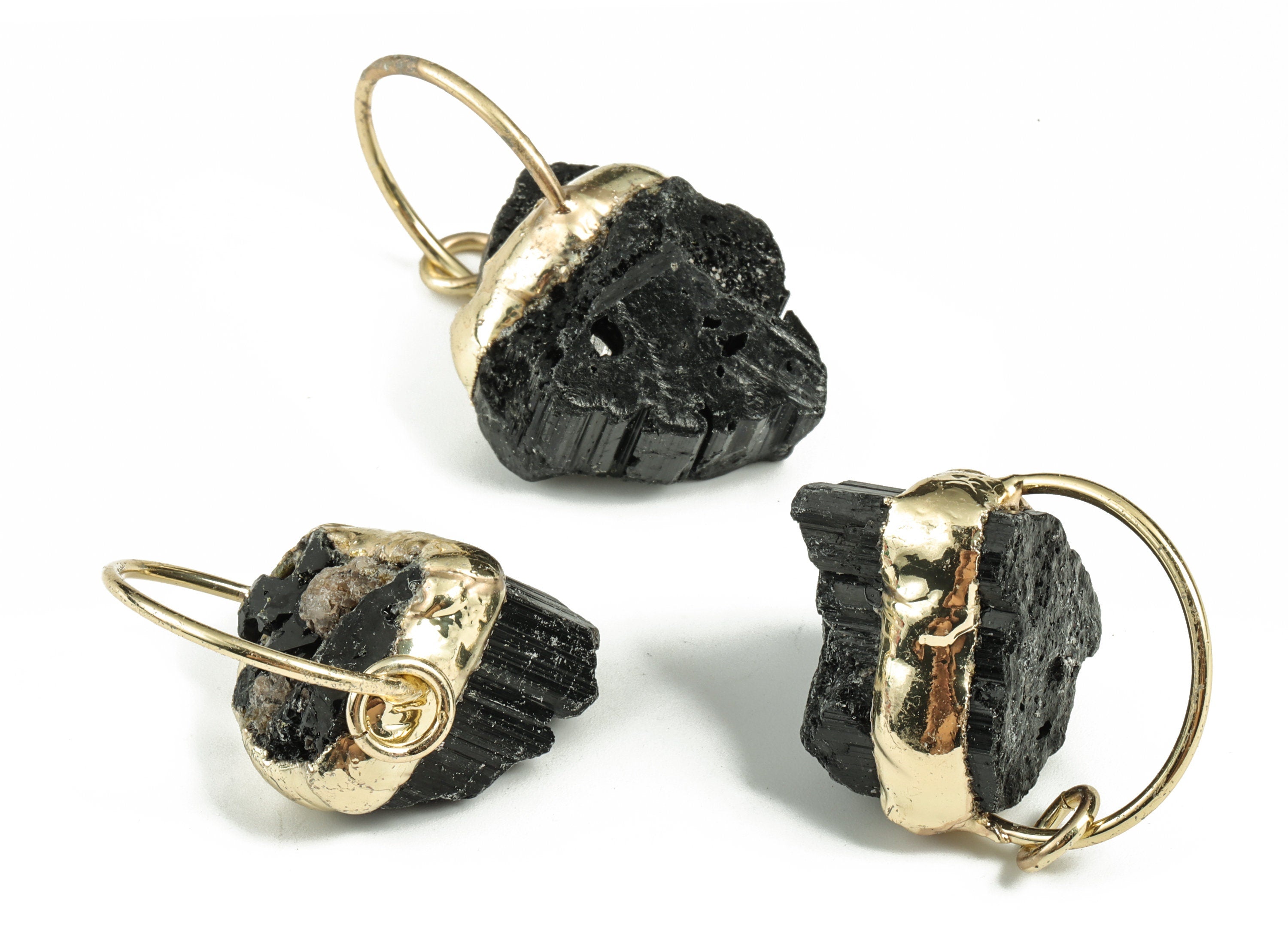 Black Tourmaline Crystal Pendant - Diamond Pendant With Stone - Average Size Charms - Jewelry Supplies - 46.27x29.32x19.44mm - NS1310 - DOMEDBAZAAR