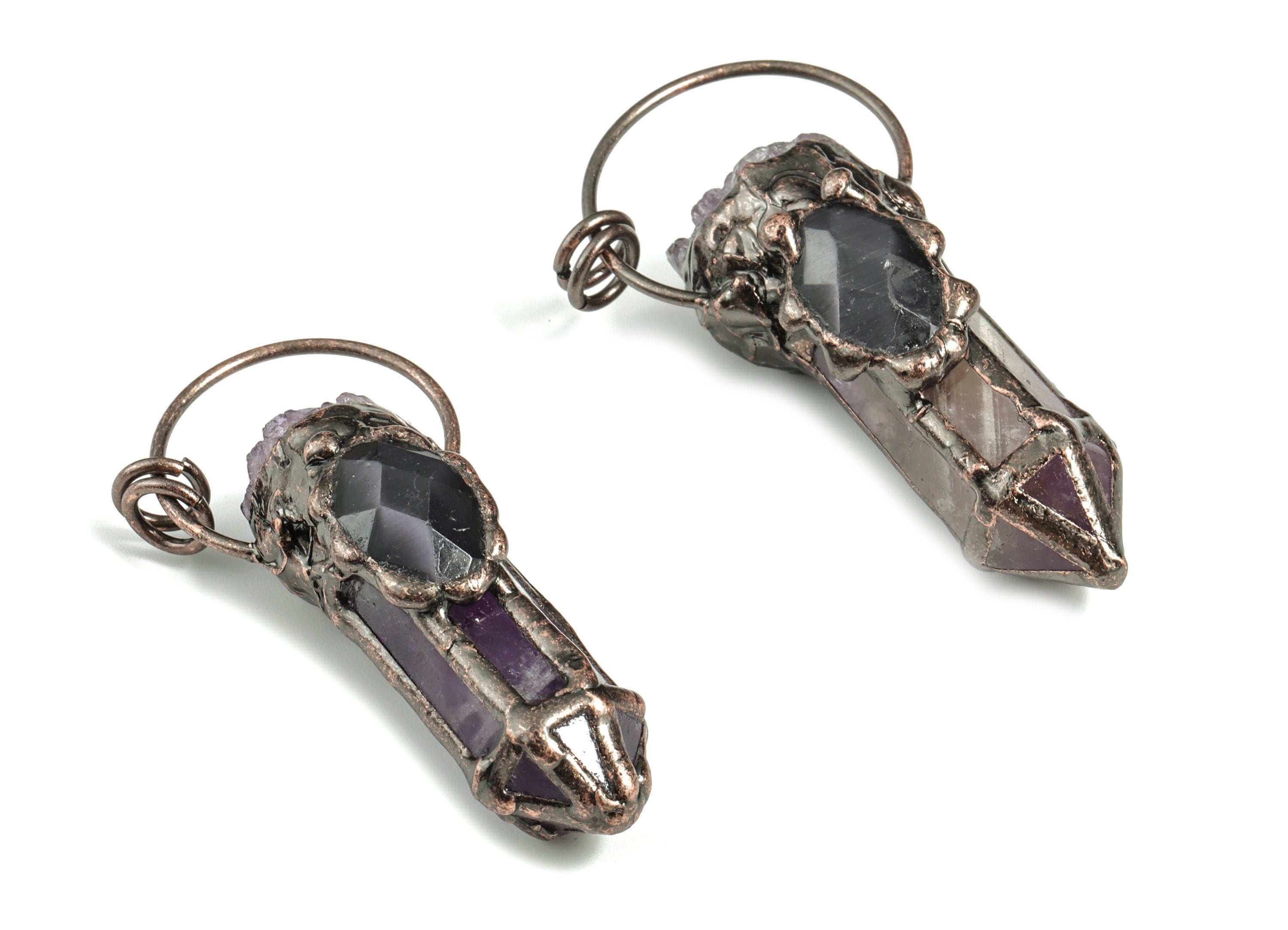 Amethyst Cat's Eyestone Charm – Amethyst Bullet Pendant – DIY Jewelry Making Supplies - Average Size Charms - 70.51x29.3x21.15 - NS1323 - DOMEDBAZAAR