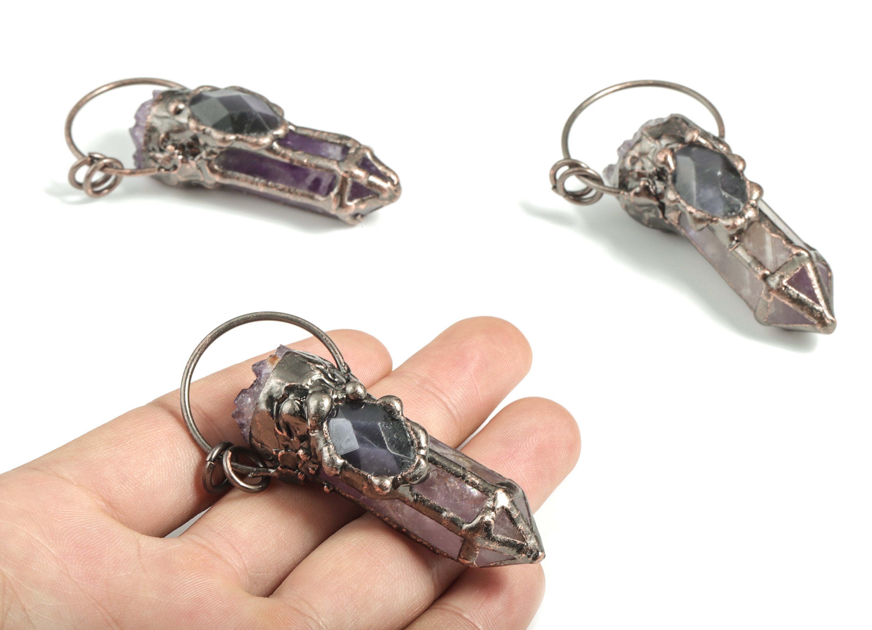 Amethyst Cat's Eyestone Charm – Amethyst Bullet Pendant – DIY Jewelry Making Supplies - Average Size Charms - 70.51x29.3x21.15 - NS1323 - DOMEDBAZAAR