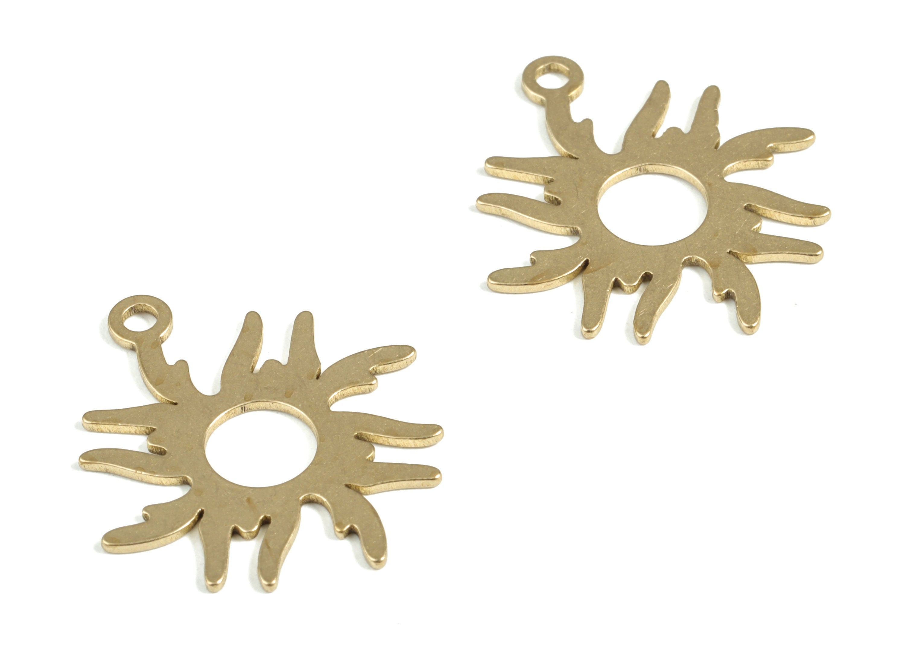 Brass Sun Earring Charms - Raw Brass Sun Pendant - Earring Findings - Jewelry Making Supplies - 25.04x20.36x0.79mm - PP3991 - DOMEDBAZAAR