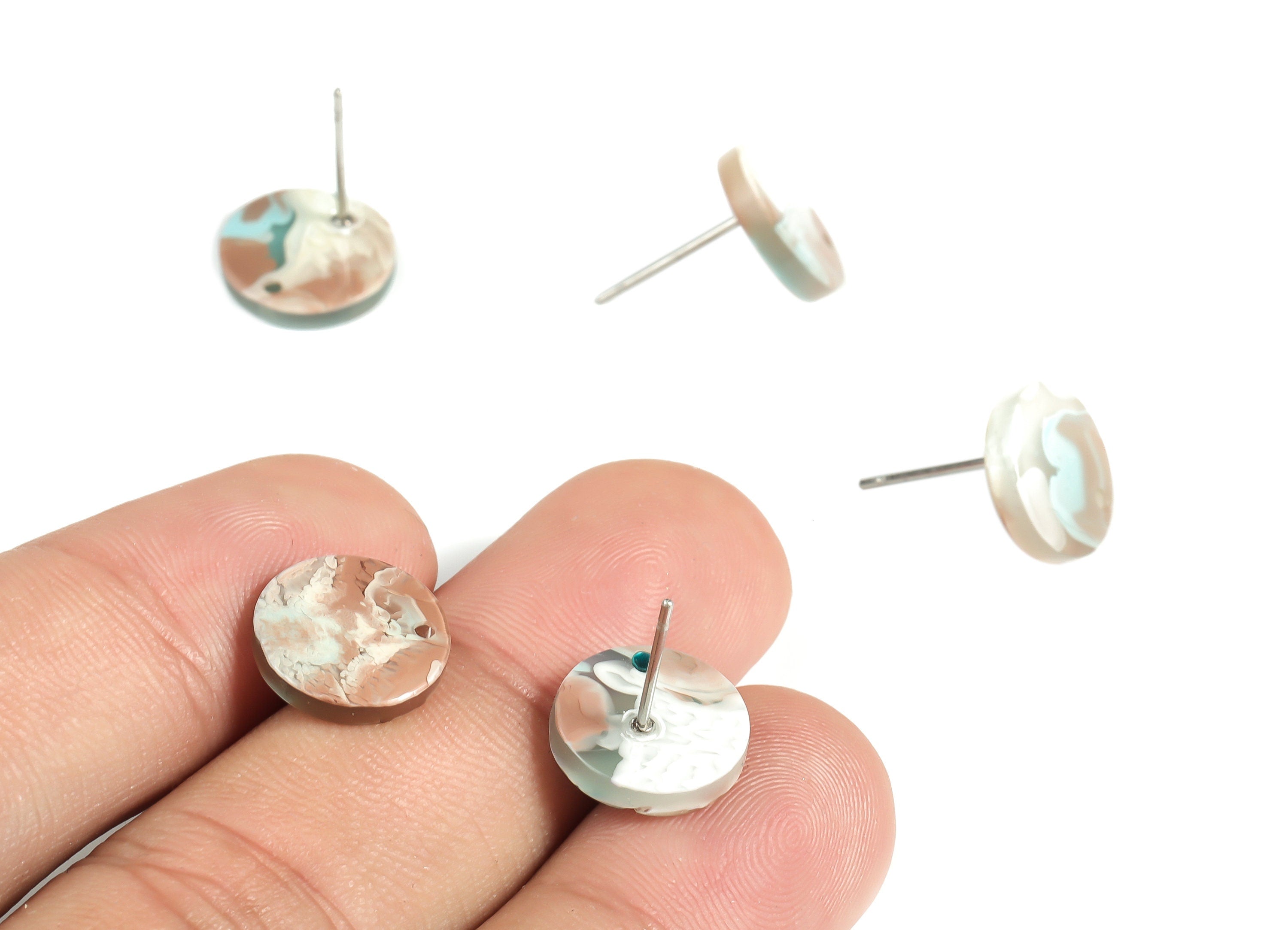 Acrylic Round Earring Post - Acrylic Round Earring Stud - Earring Post Findings - Color Code: A585- 11.83x11.67x2.53mm - AC1139-A585 - DOMEDBAZAAR