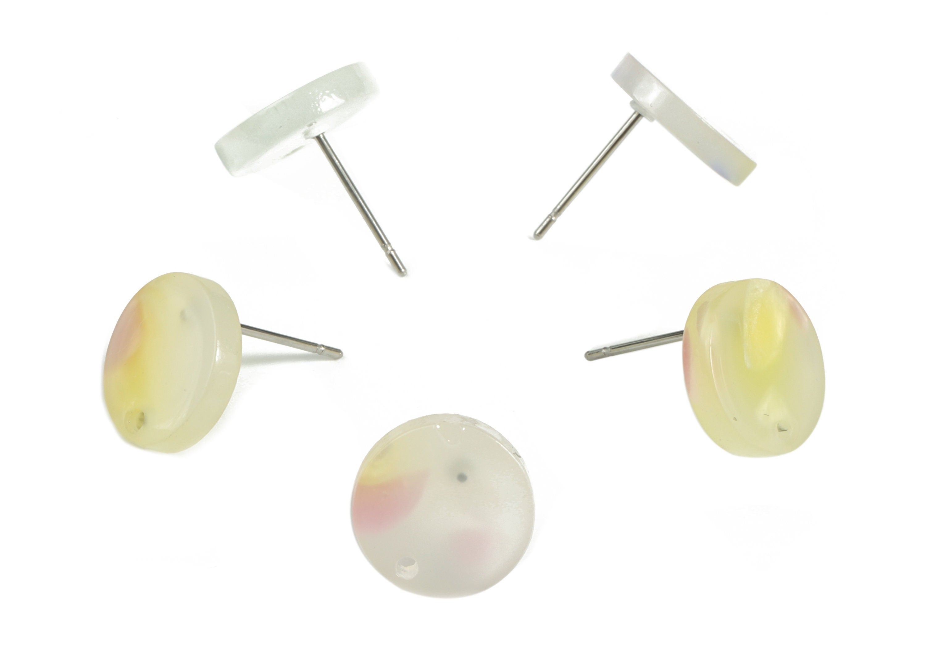 Acrylic Round Earring Post - Acrylic Round Earring Stud - Earring Post Findings - Color Code: A596- 11.74x11.77x2.63mm - AC1139-A596 - DOMEDBAZAAR