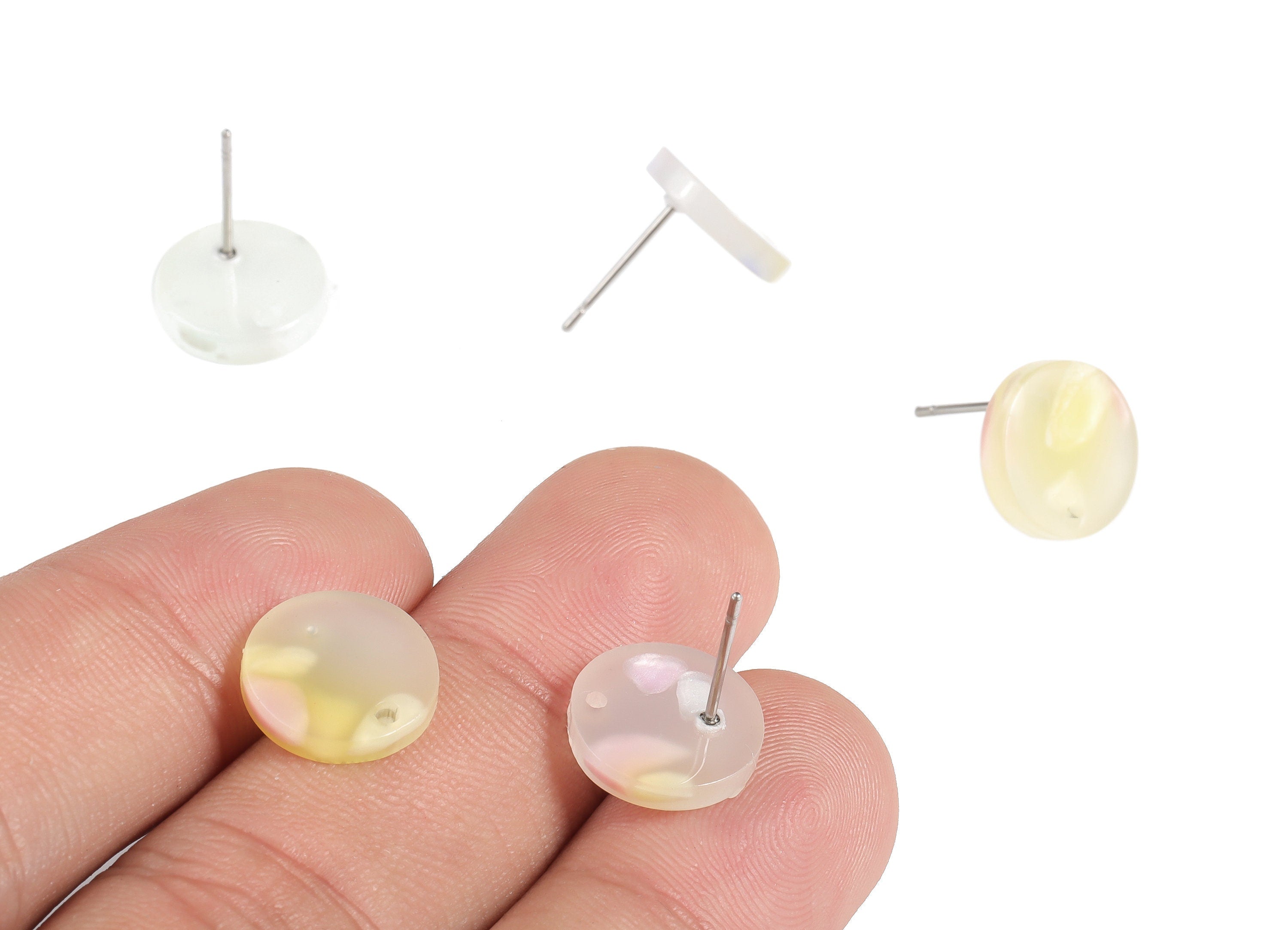 Acrylic Round Earring Post - Acrylic Round Earring Stud - Earring Post Findings - Color Code: A596- 11.74x11.77x2.63mm - AC1139-A596 - DOMEDBAZAAR