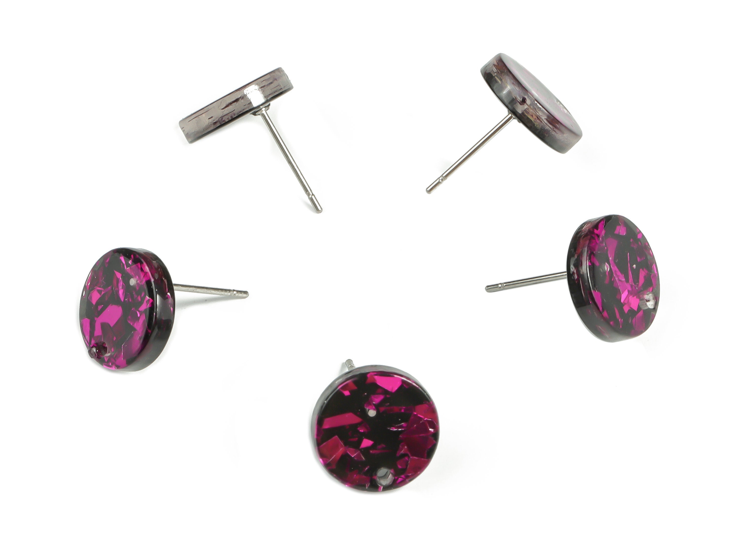 Acrylic Round Earring Post - Acrylic Round Earring Stud - Earring Post Findings - Color Code: A636- 11.72x11.64x2.77mm - AC1139-A636 - DOMEDBAZAAR