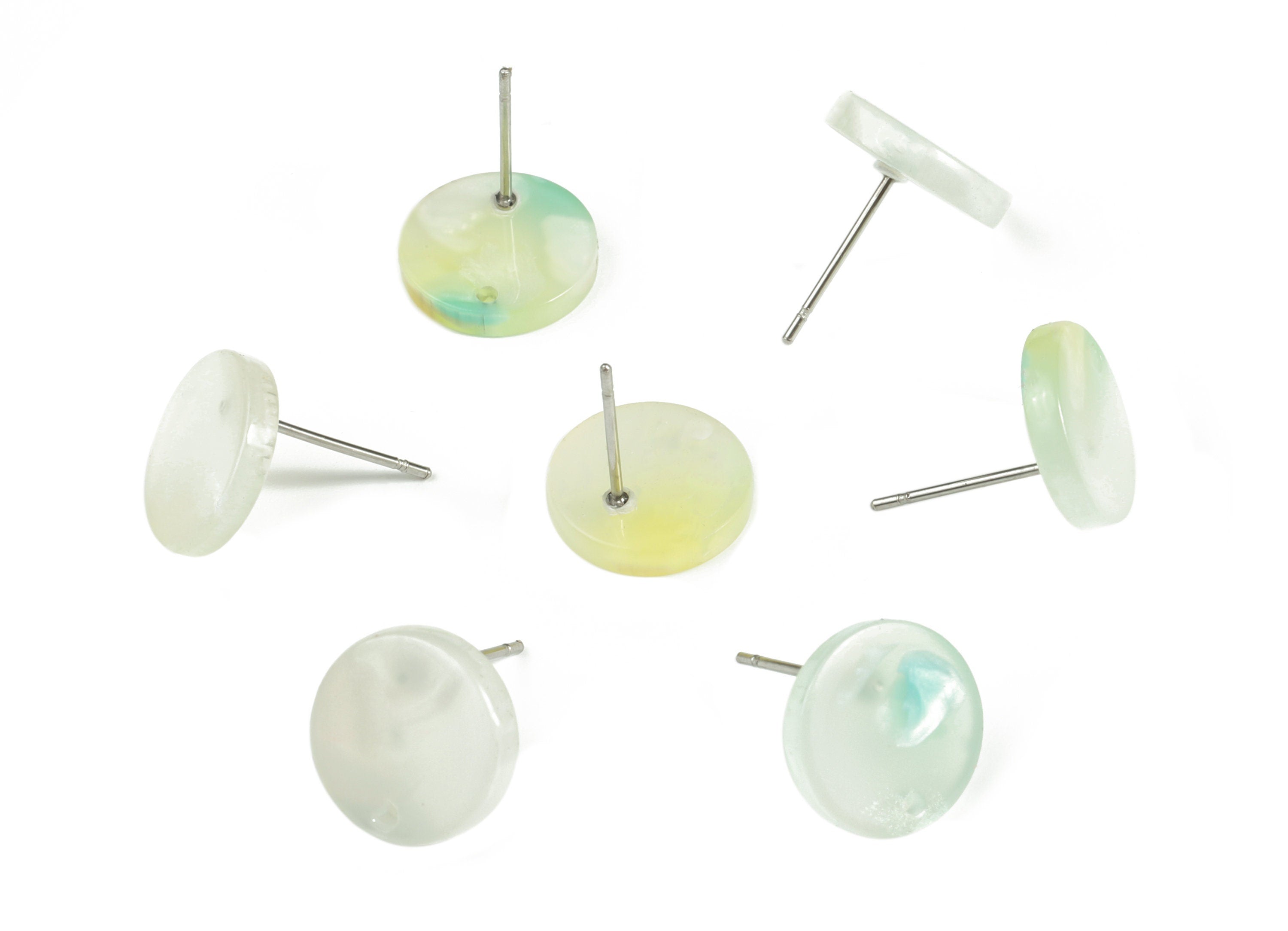 Acrylic Round Earring Stud - Acrylic Circle Earring Post - 316 Surgical Stainless Steel - Color Code: A597 - 11.74x11.7x2.6mm - AC1139-A597 - DOMEDBAZAAR