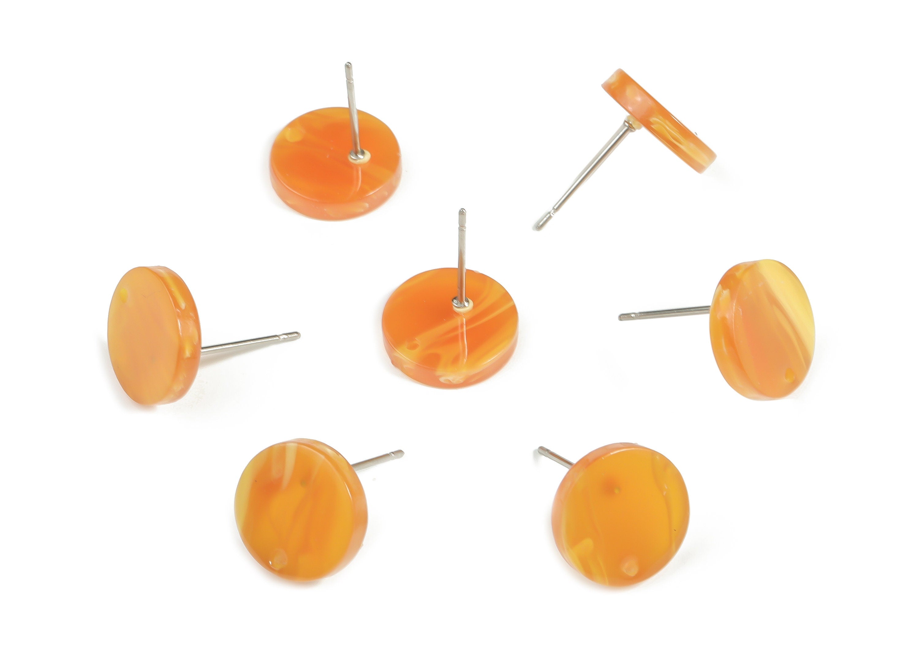 Acrylic Round Earring Post - Acrylic Round Earring Stud - Earring Post Findings - Color Code: A563 - 11.76x11.64x2.66mm - AC1139-A563 - DOMEDBAZAAR