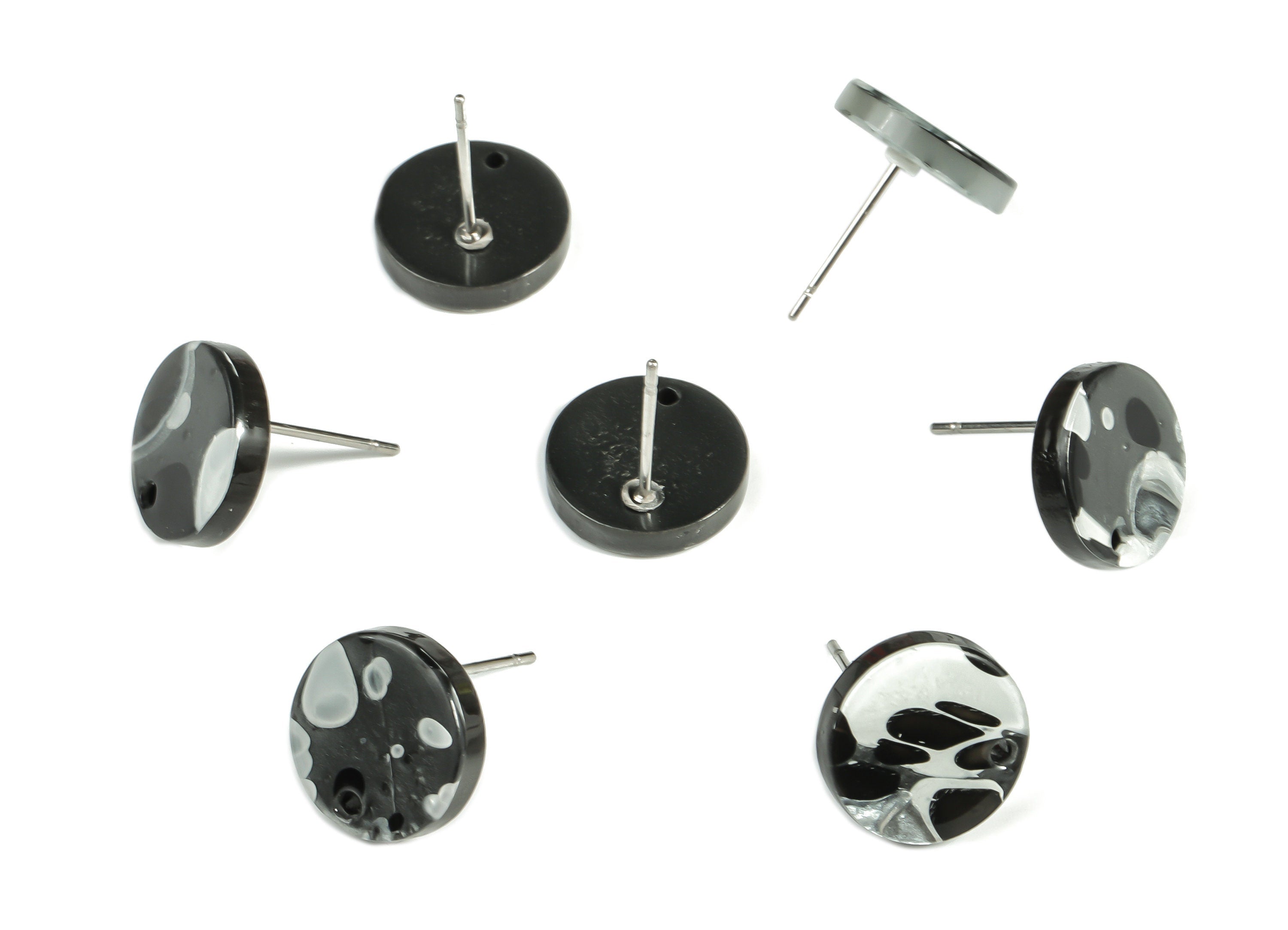 Acrylic Round Earring Stud - Acrylic Round Earring Post - Earring Post Findings - Color Code: A601- 11.78x11.71x2.74mm - AC1139-A601 - DOMEDBAZAAR