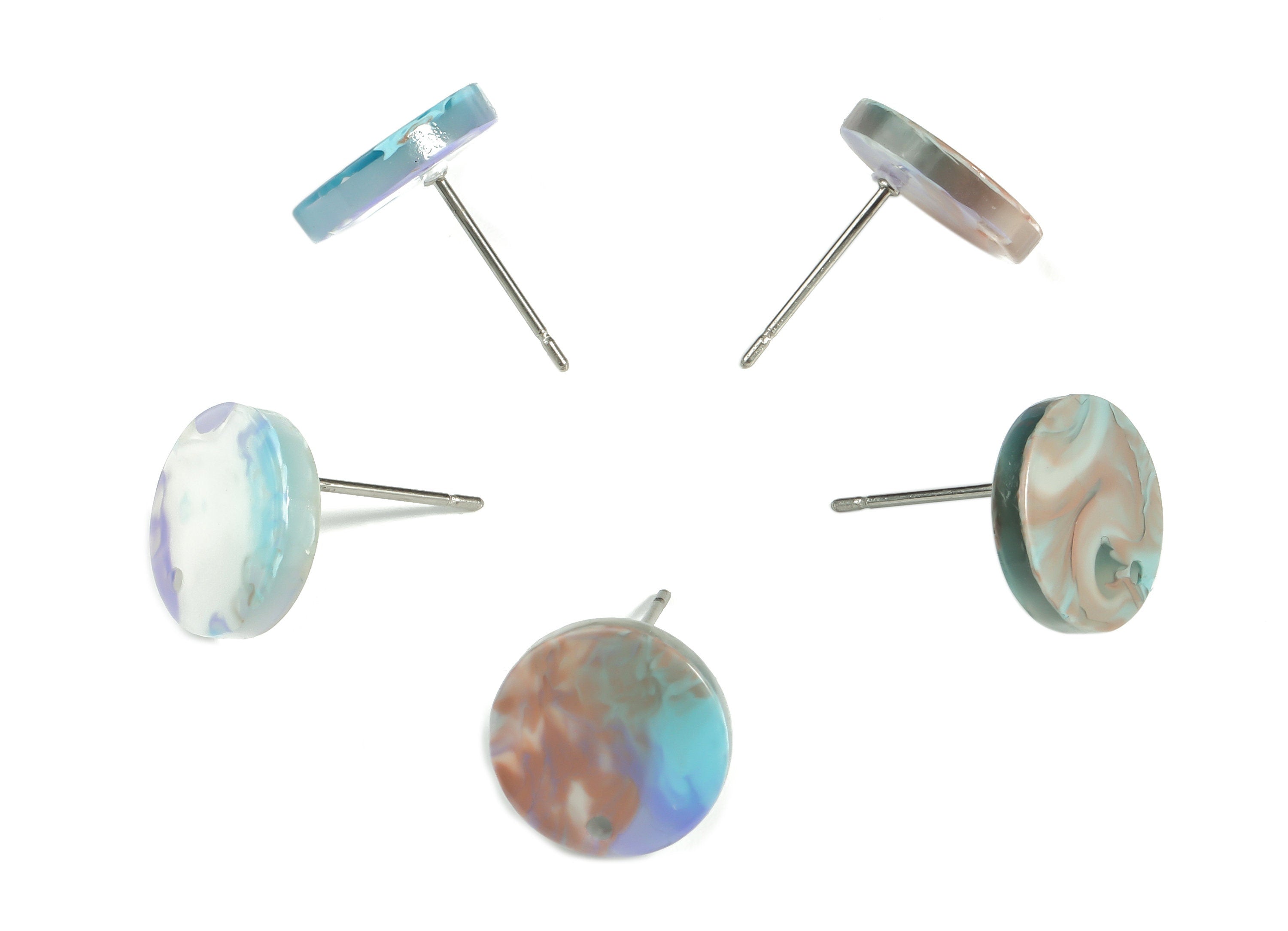 Acrylic Round Earring Stud - Acrylic Round Earring Post - Earring Post Findings - Color Code: A584- 11.76x11.69x2.37mm - AC1139- A584 - DOMEDBAZAAR