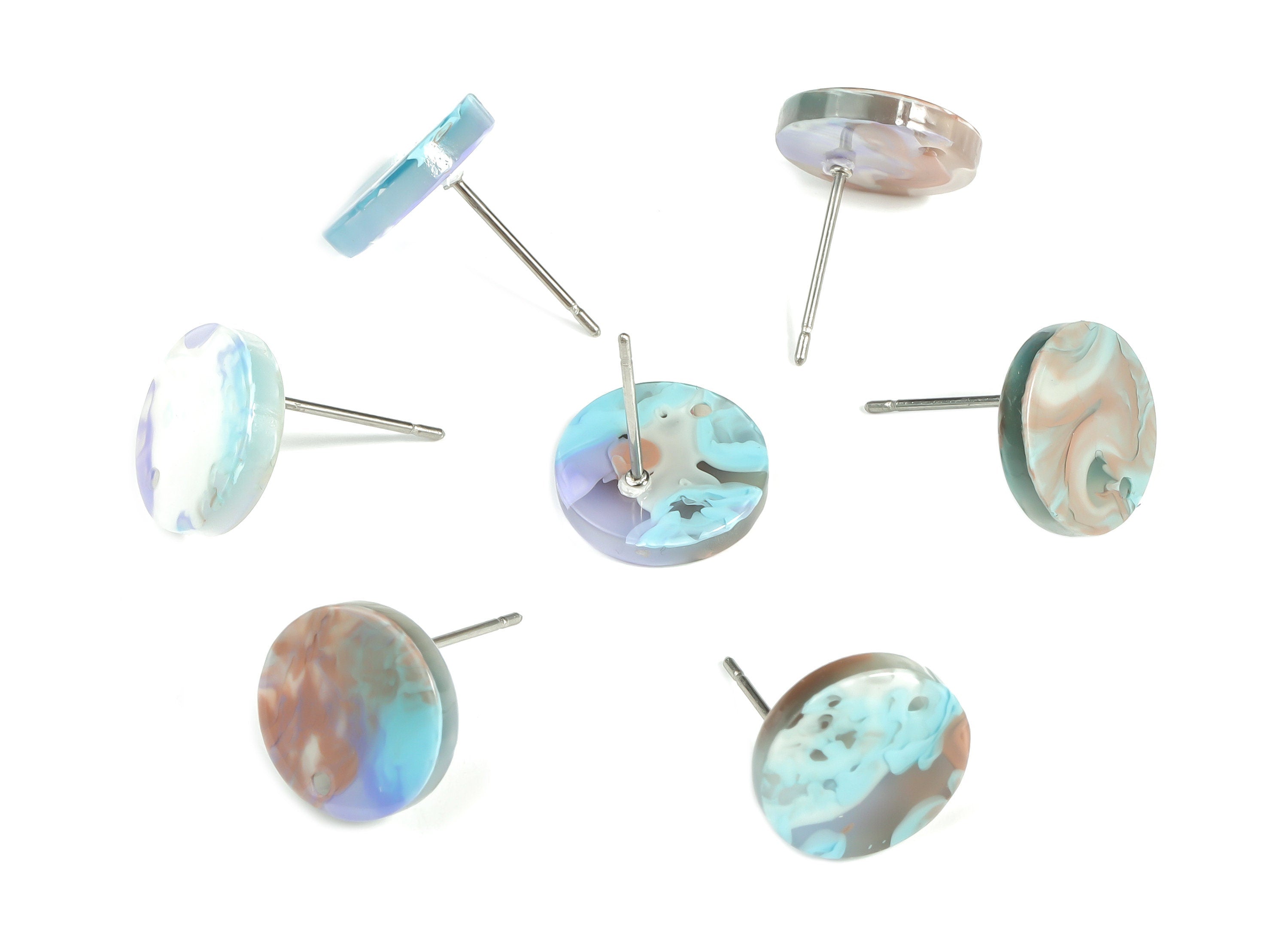 Acrylic Round Earring Stud - Acrylic Round Earring Post - Earring Post Findings - Color Code: A584- 11.76x11.69x2.37mm - AC1139- A584 - DOMEDBAZAAR