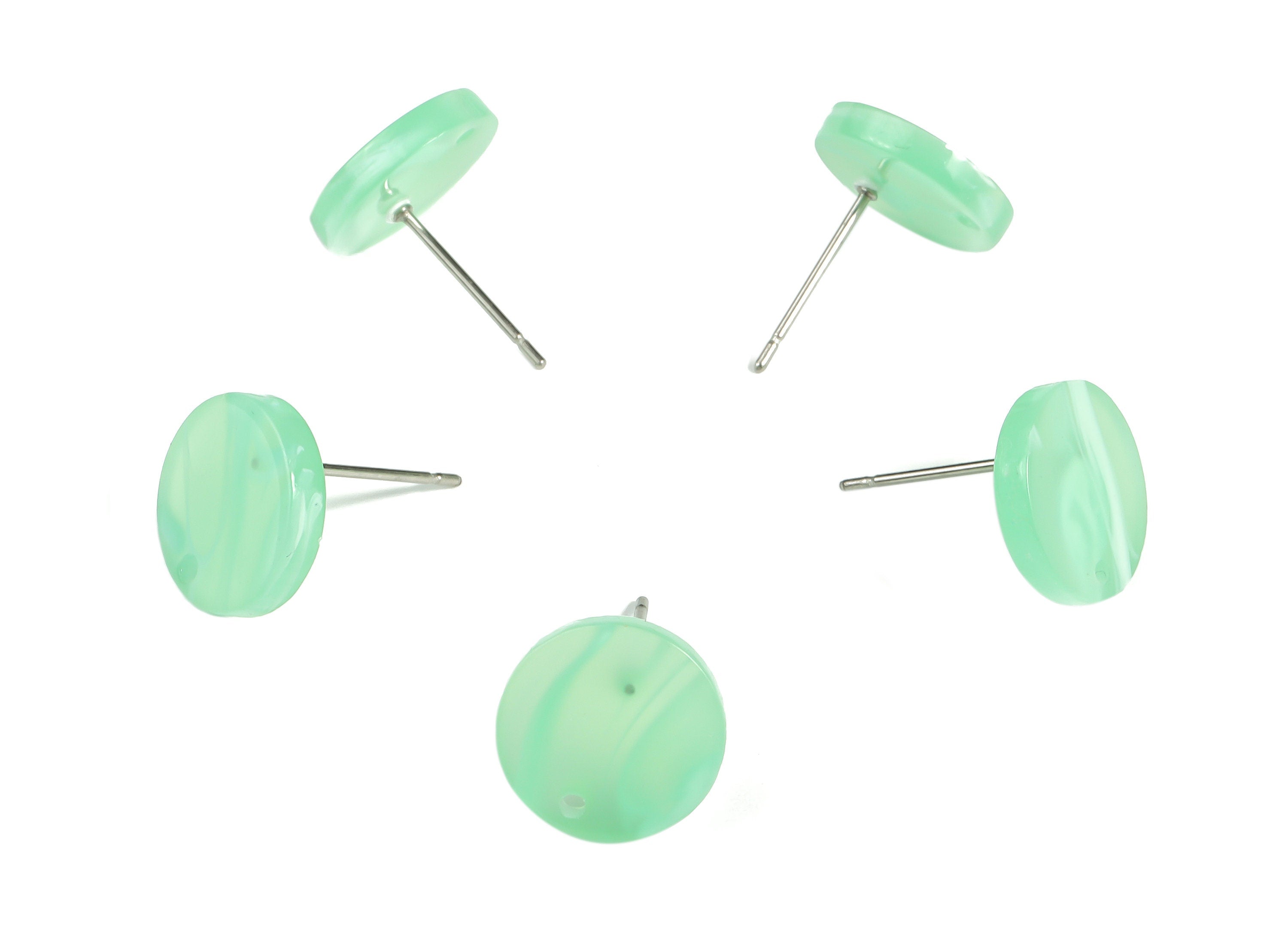 Acrylic Round Earring Post - Acrylic Round Earring Stud - Earring Post Findings - Color Code: A610- 11.82x11.71x2.35mm - AC1139-A610 - DOMEDBAZAAR