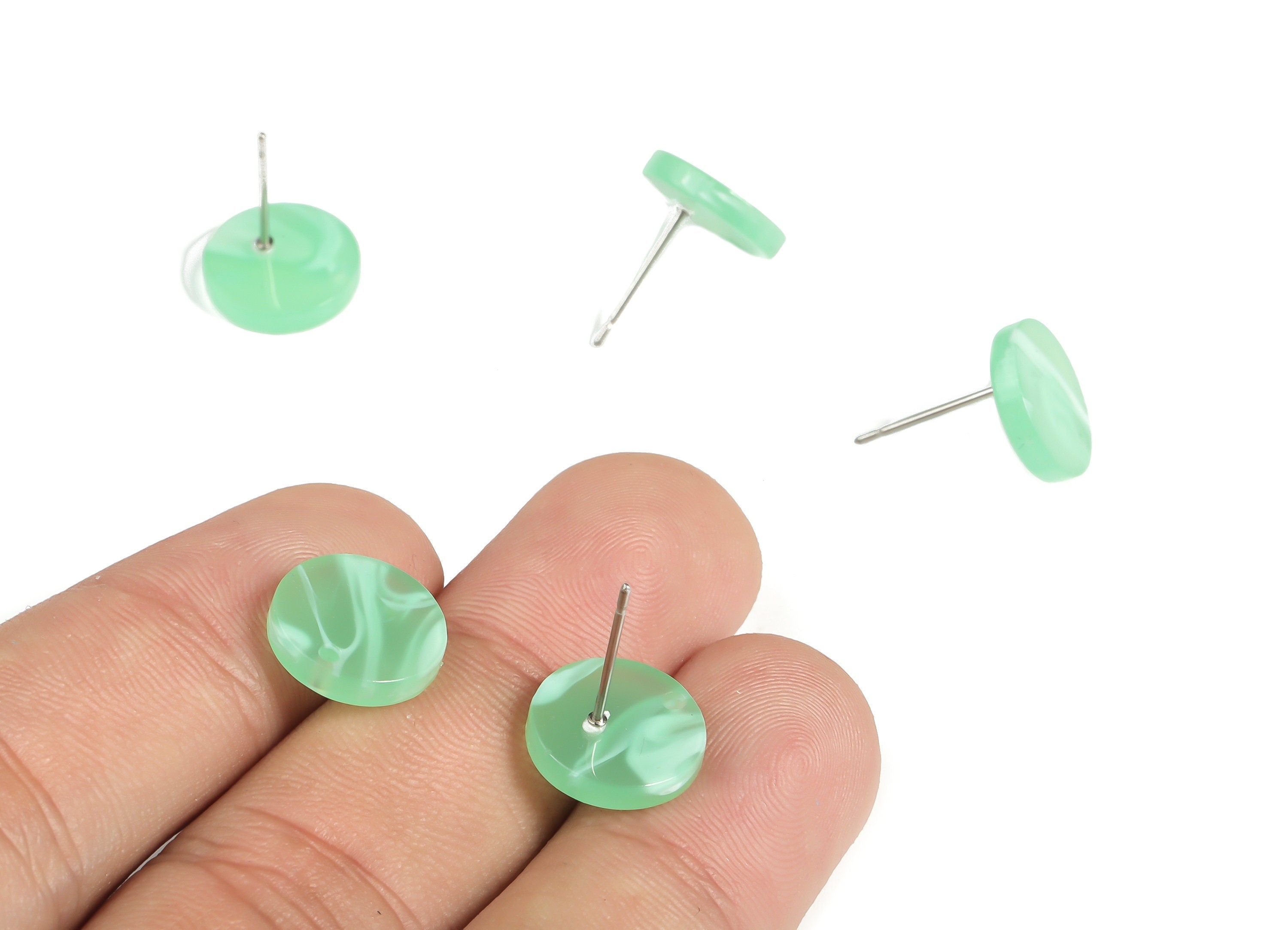 Acrylic Round Earring Post - Acrylic Round Earring Stud - Earring Post Findings - Color Code: A610- 11.82x11.71x2.35mm - AC1139-A610 - DOMEDBAZAAR