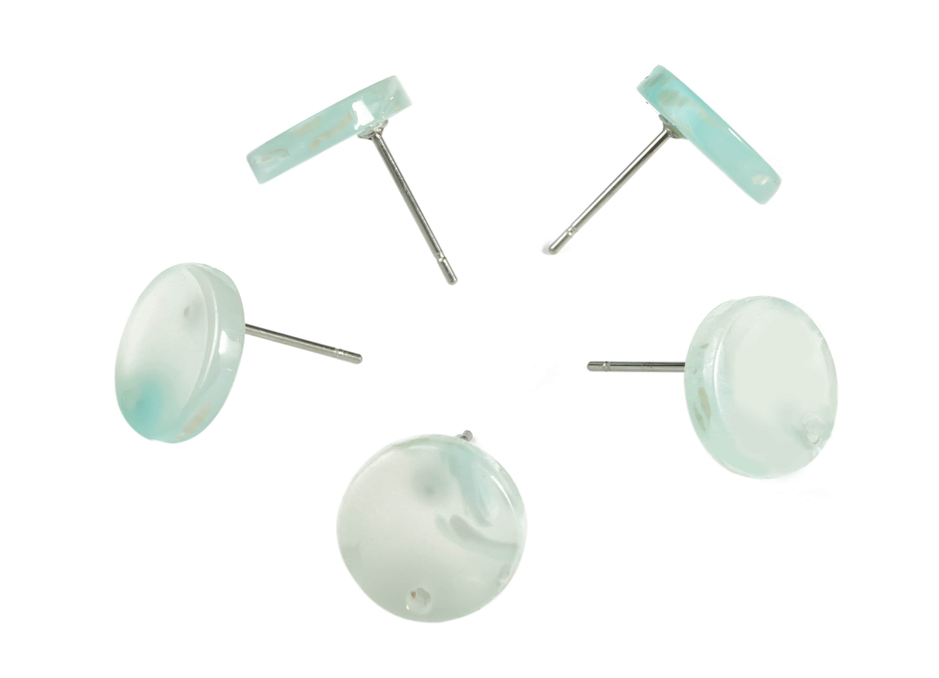 Acrylic Round Earring Stud - Acrylic Round Earring Post - Earring Post Findings - Color Code: A599- 11.91x11.82x2.76mm - AC1139-A599 - DOMEDBAZAAR