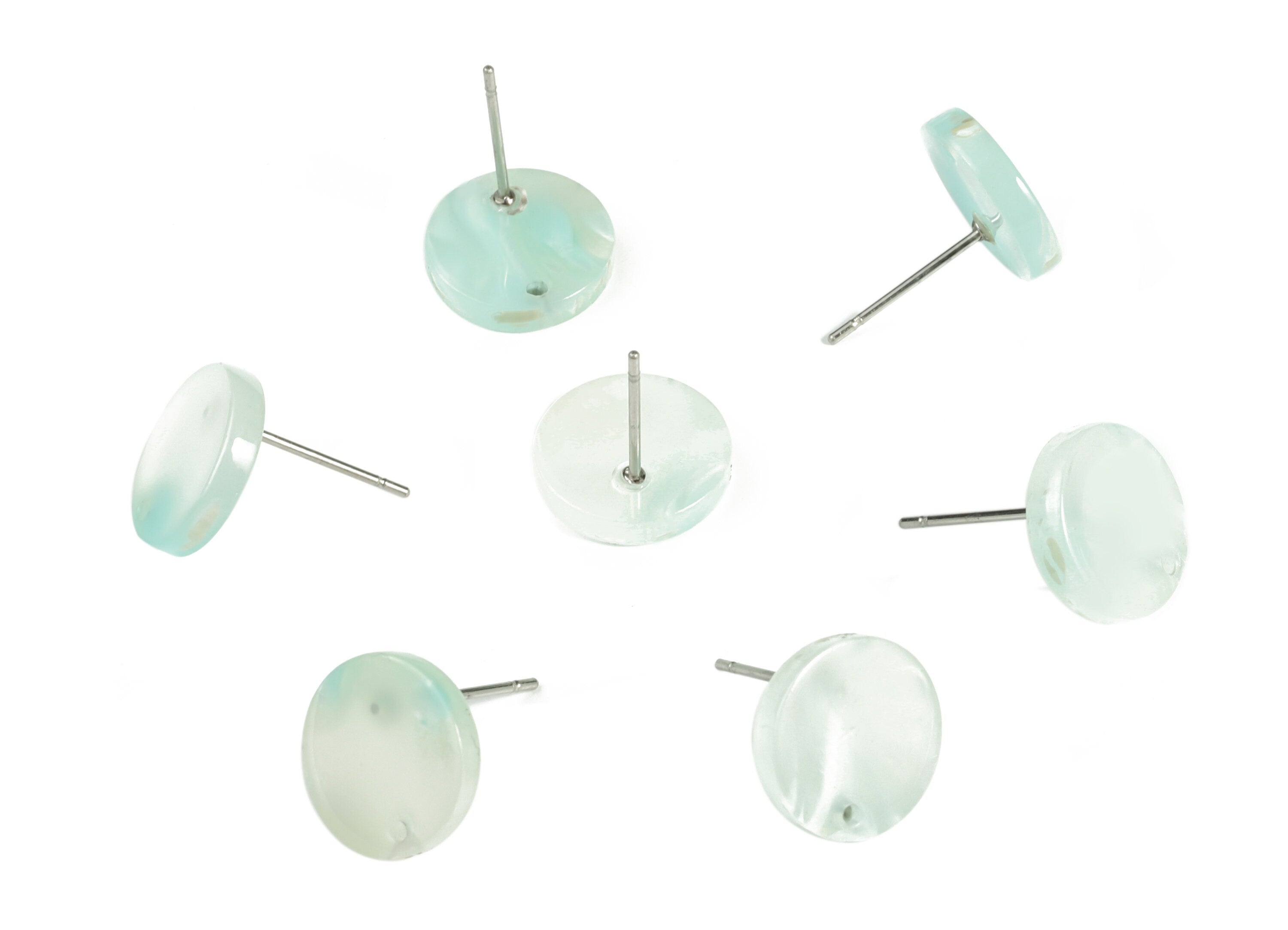 Acrylic Round Earring Stud - Acrylic Round Earring Post - Earring Post Findings - Color Code: A599- 11.91x11.82x2.76mm - AC1139-A599 - DOMEDBAZAAR